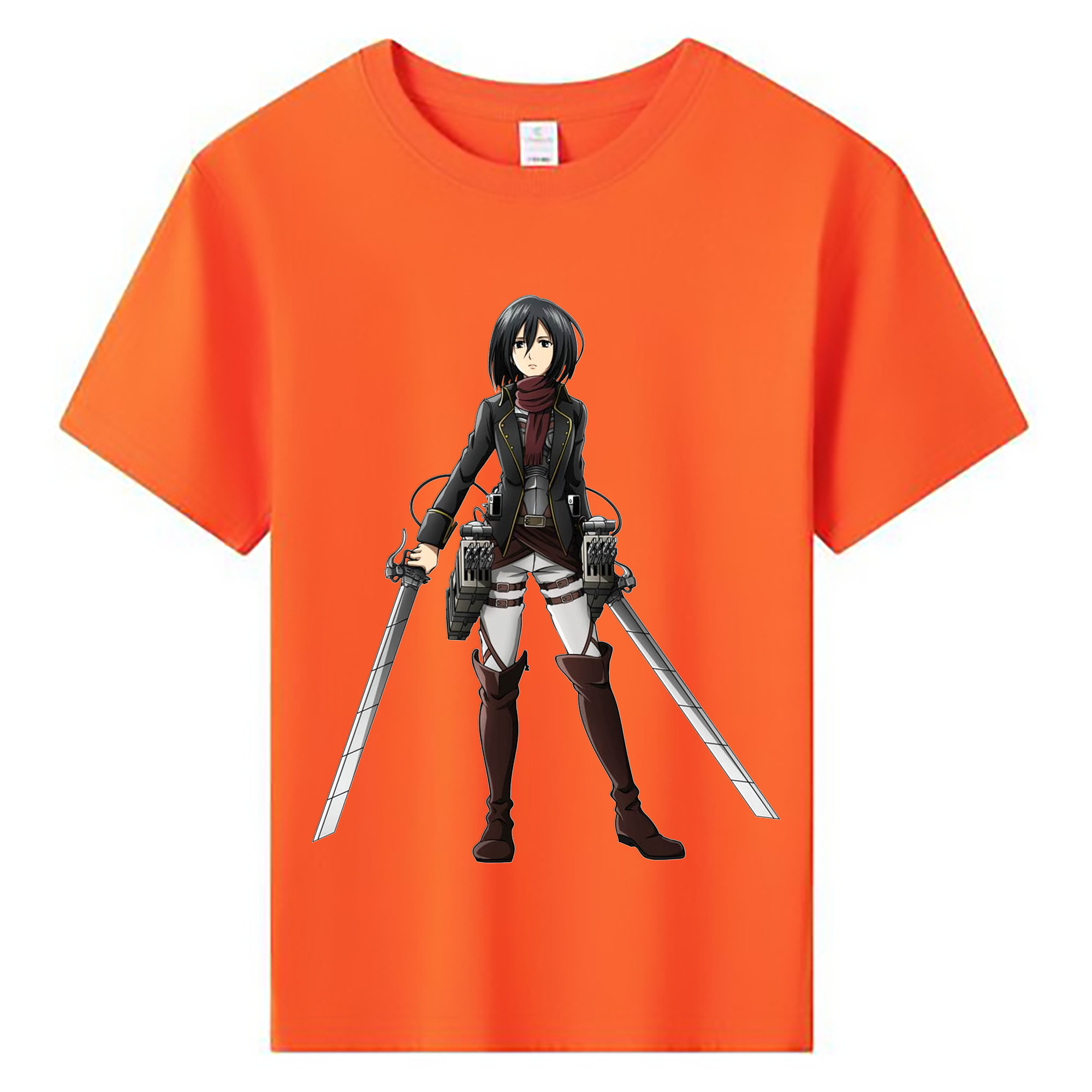 （画像用） 進撃の巨人 ミカサ·アッカーマン Attack on Titan Mikasa Ackerman 綿100％キッズTシャツ（フロントプリント）