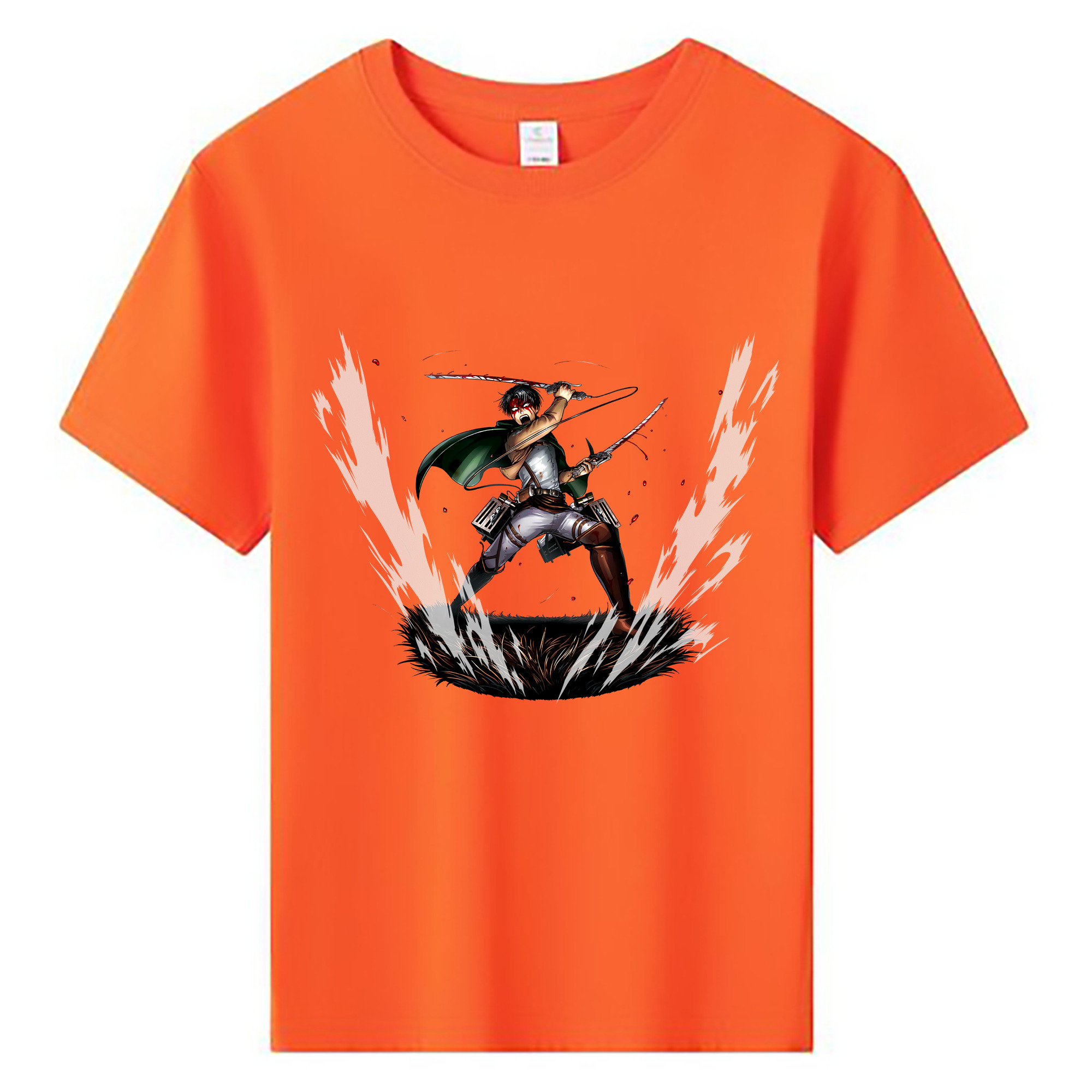（画像用） 進撃の巨人 リヴァイ·アッカーマン Attack on Titan Levi Ackerman 綿100％キッズTシャツ（フロントプリント）