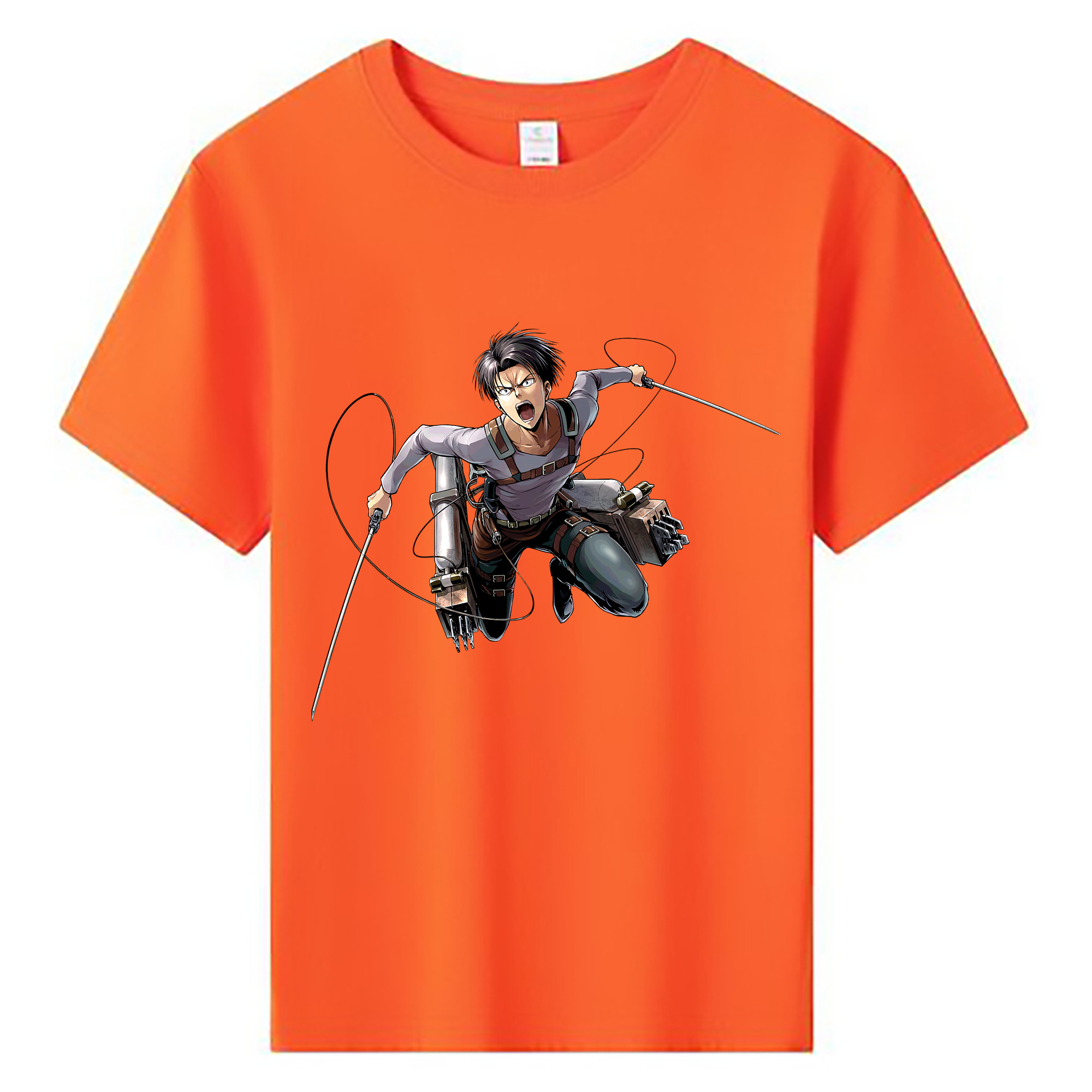 （画像用） 進撃の巨人 リヴァイ·アッカーマン Attack on Titan Levi Ackerman 綿100％キッズTシャツ（フロントプリント）