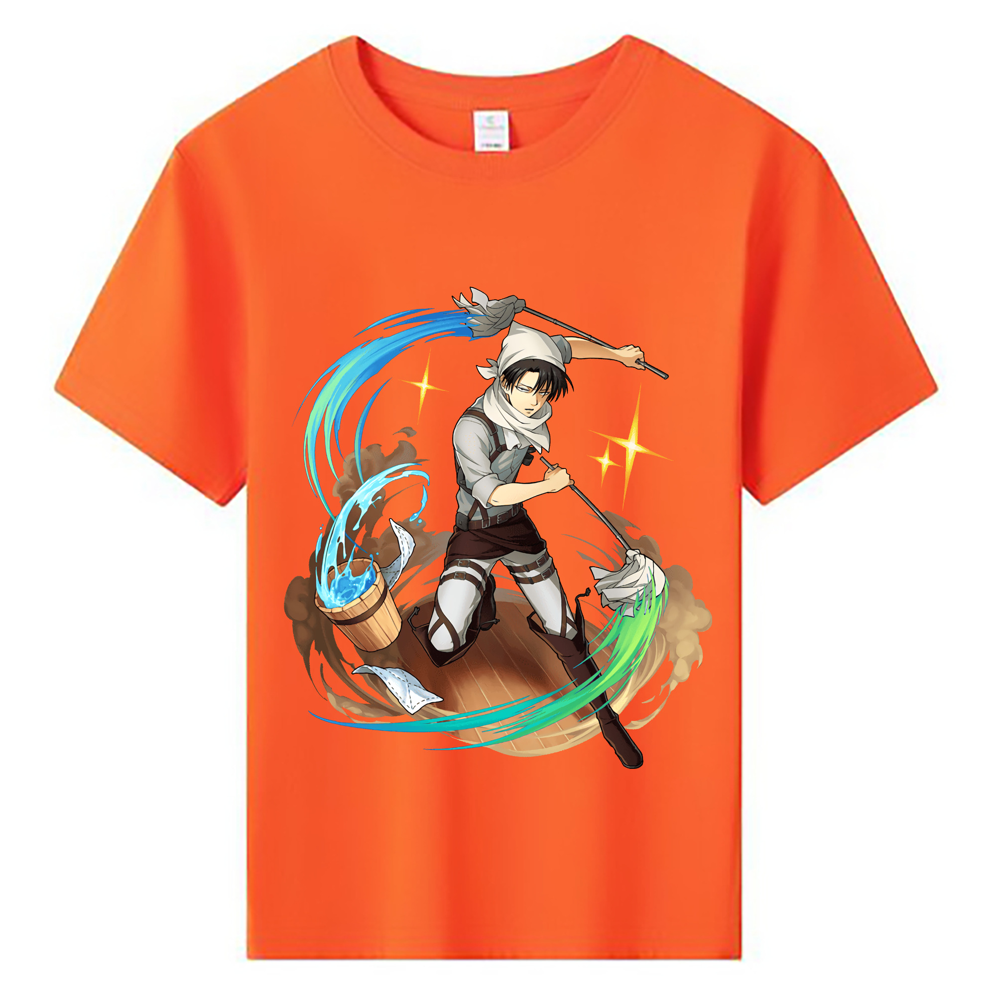 （画像用） 進撃の巨人 リヴァイ·アッカーマン Attack on Titan Levi Ackerman 綿100％キッズTシャツ（フロントプリント）