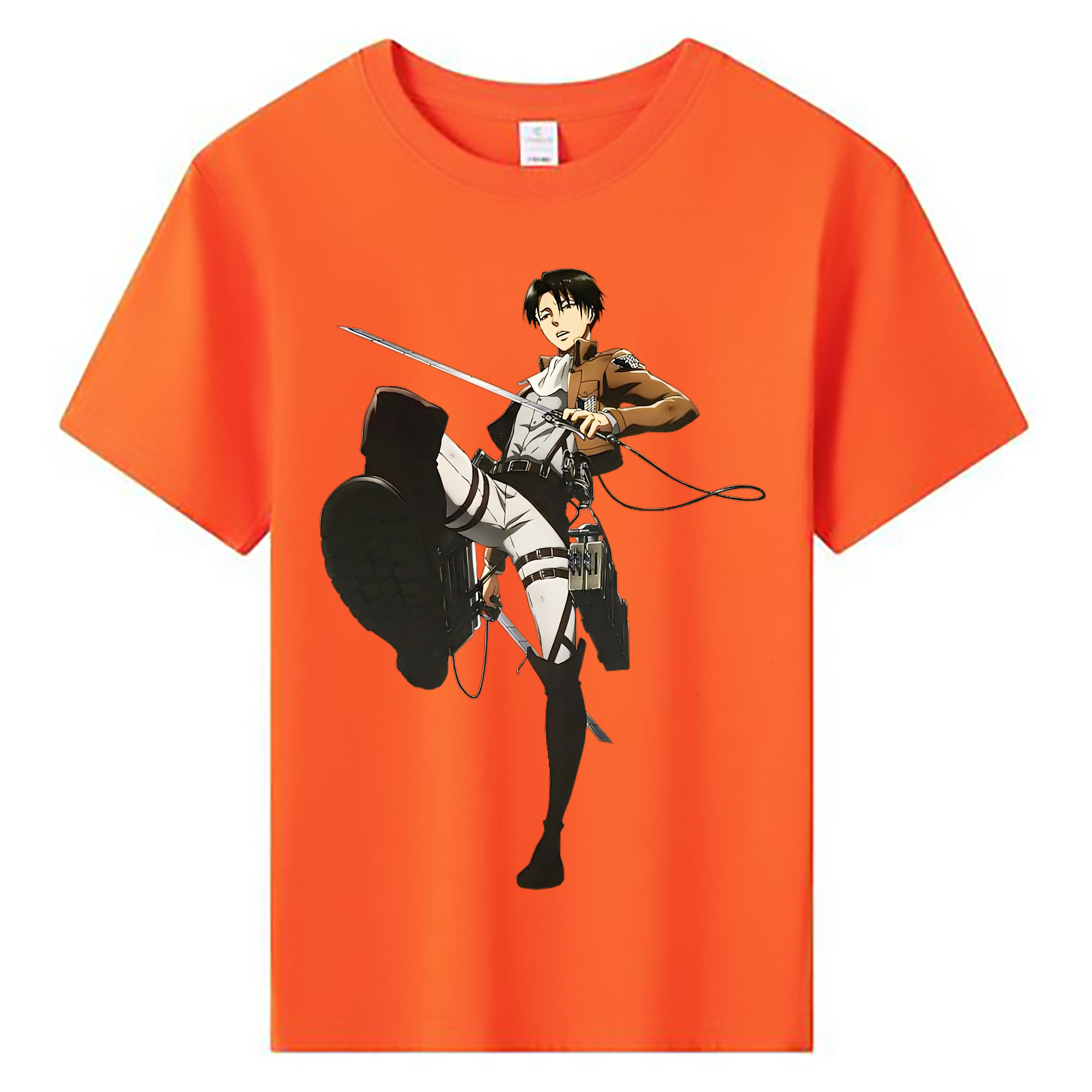 （画像用） 進撃の巨人 リヴァイ·アッカーマン Attack on Titan Levi Ackerman 綿100％キッズTシャツ（フロントプリント）