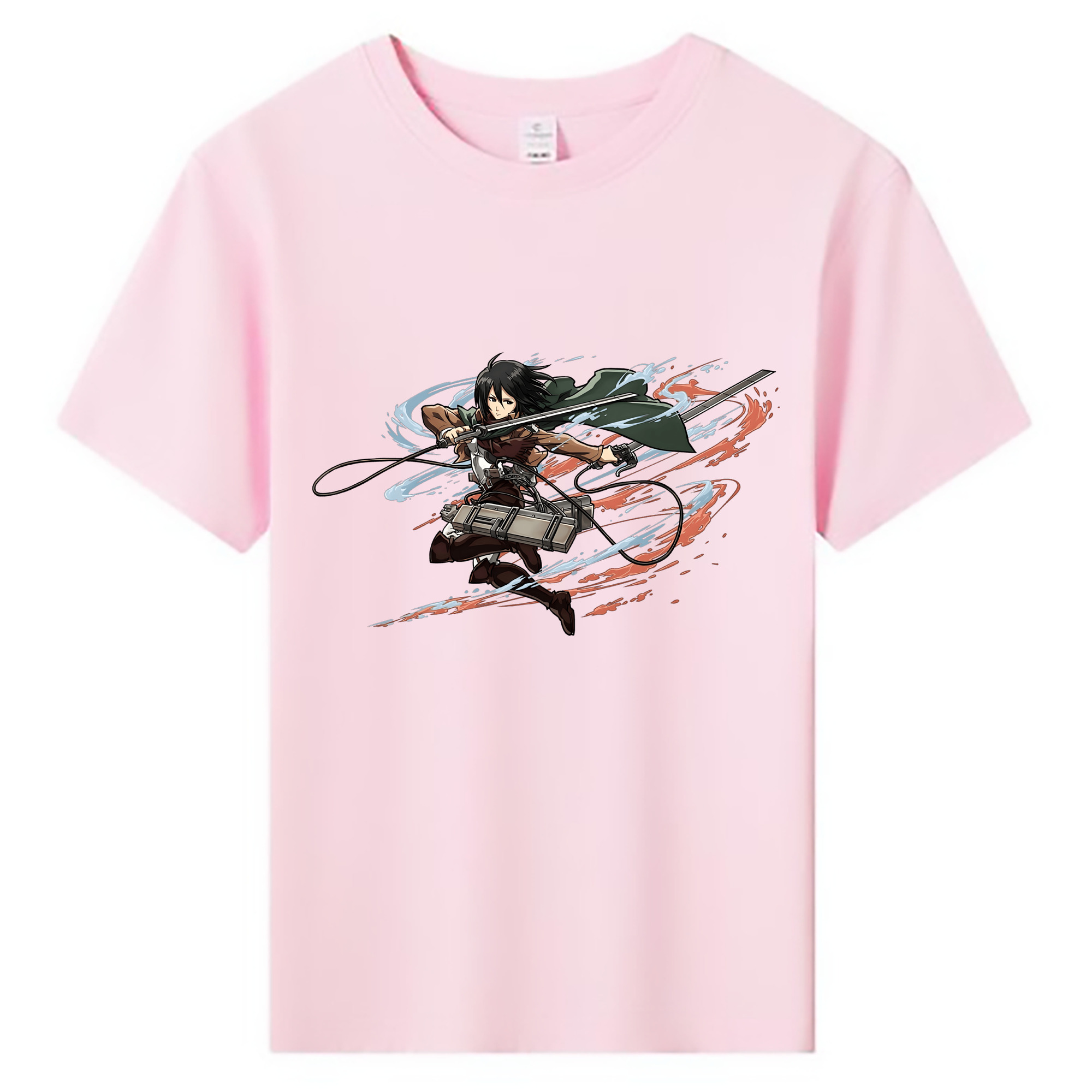 （画像用） 進撃の巨人 ミカサ·アッカーマン Attack on Titan Mikasa Ackerman 綿100％キッズTシャツ（フロントプリント）