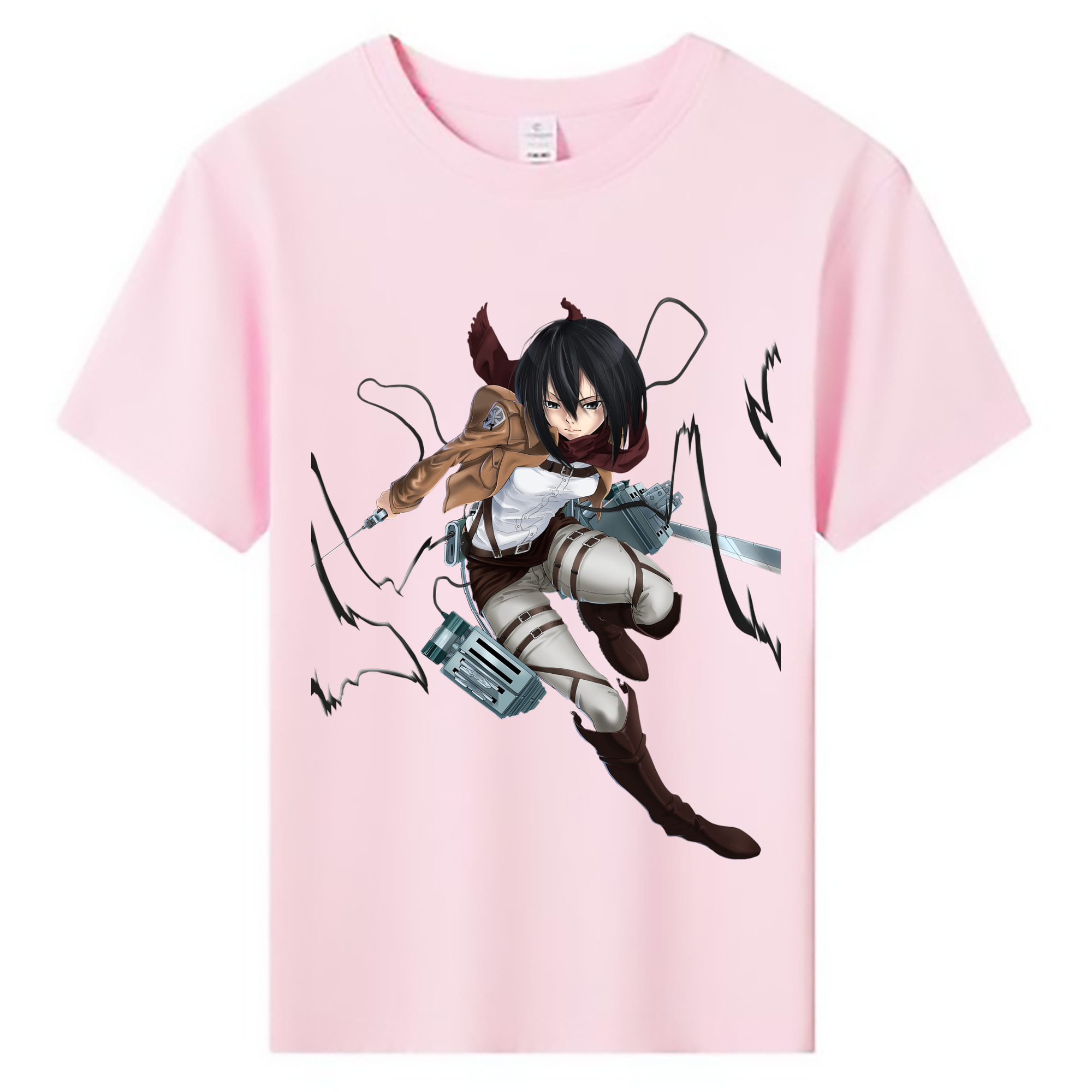 （画像用） 進撃の巨人 ミカサ·アッカーマン Attack on Titan Mikasa Ackerman 綿100％キッズTシャツ（フロントプリント）