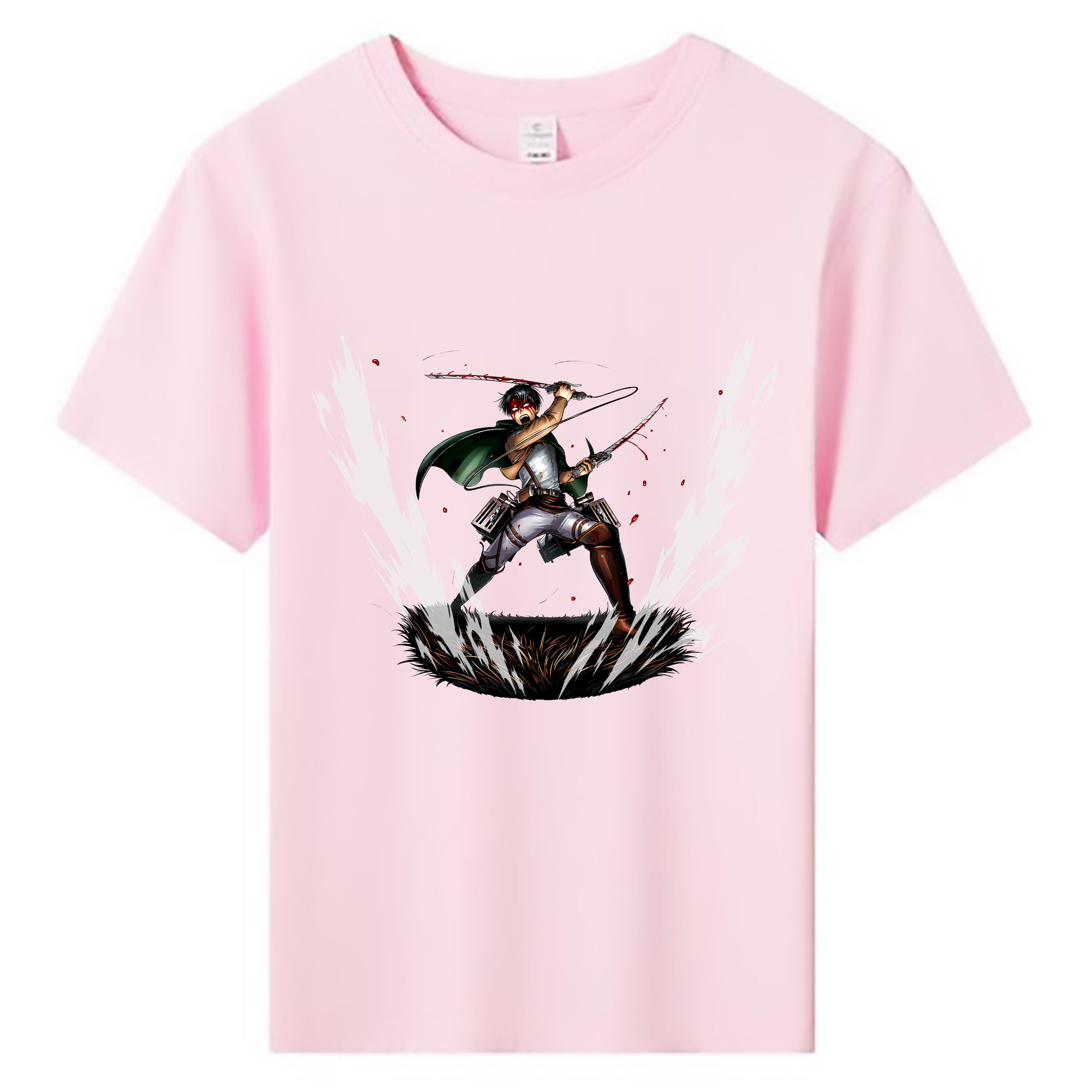 （画像用） 進撃の巨人 リヴァイ·アッカーマン Attack on Titan Levi Ackerman 綿100％キッズTシャツ（フロントプリント）