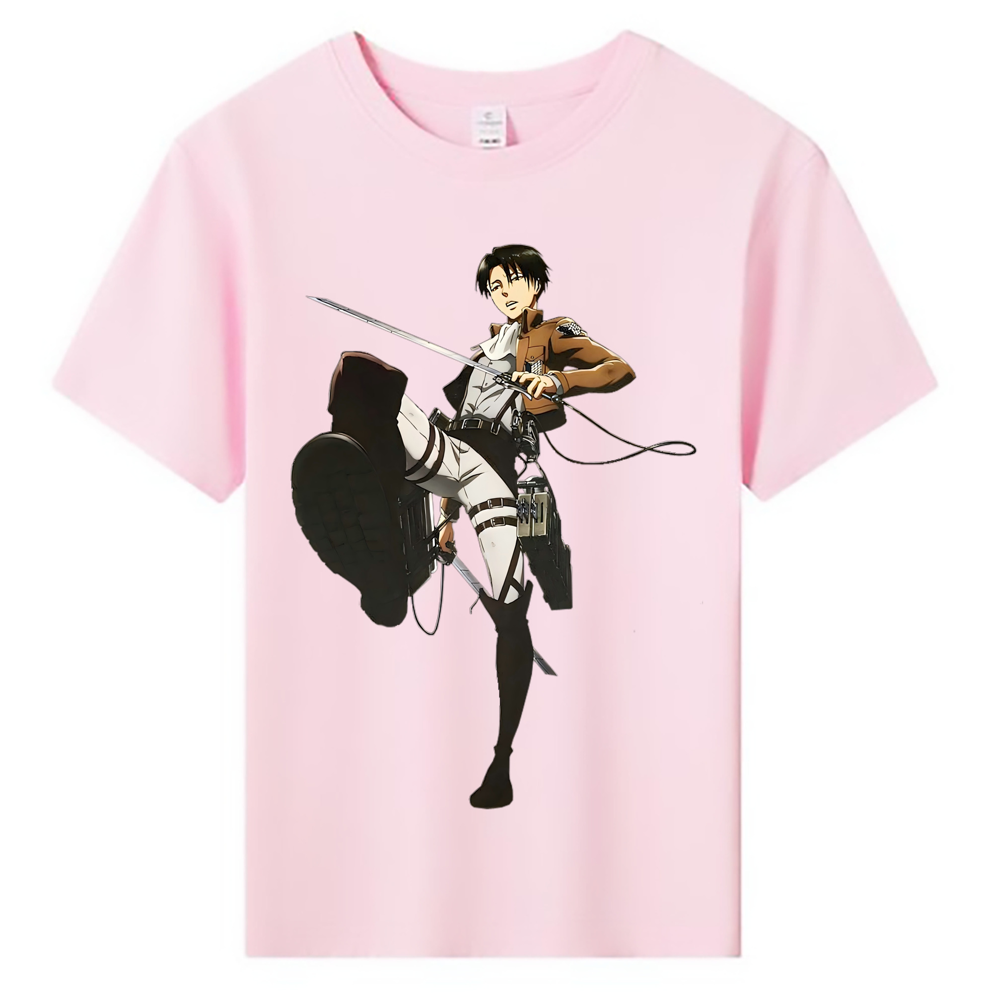 （画像用） 進撃の巨人 リヴァイ·アッカーマン Attack on Titan Levi Ackerman 綿100％キッズTシャツ（フロントプリント）