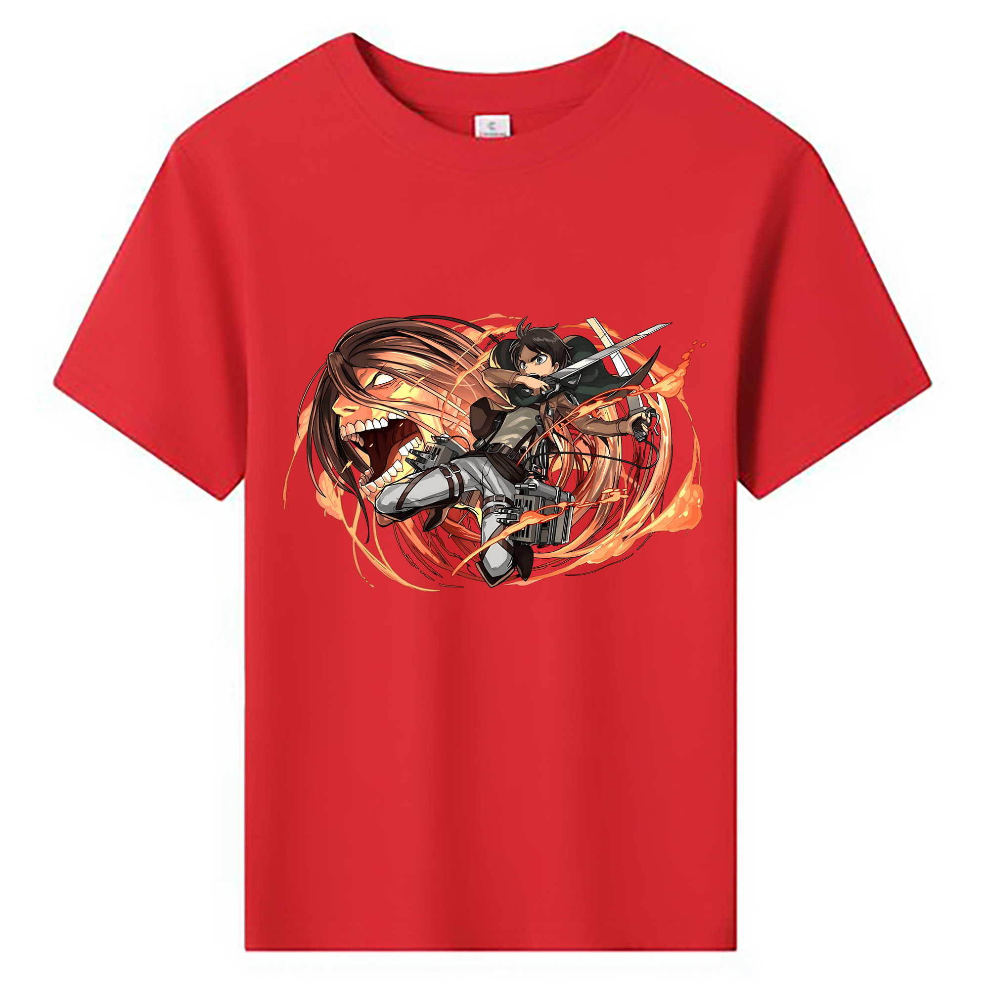 （画像用） 進撃の巨人 エレン･イェーガー Attack on Titan Eren Jäger 綿100％キッズTシャツ（フロントプリント）