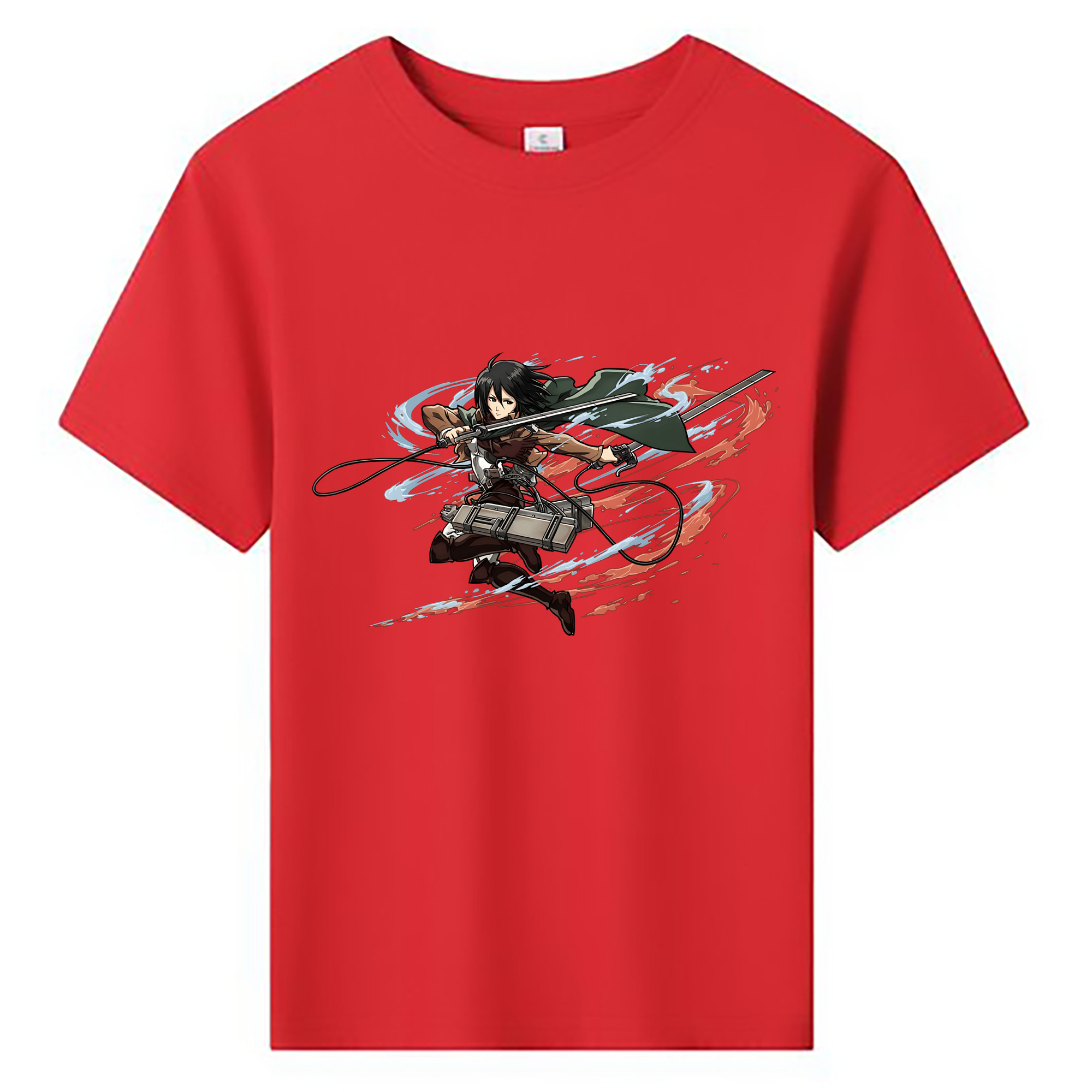 （画像用） 進撃の巨人 ミカサ·アッカーマン Attack on Titan Mikasa Ackerman 綿100％キッズTシャツ（フロントプリント）