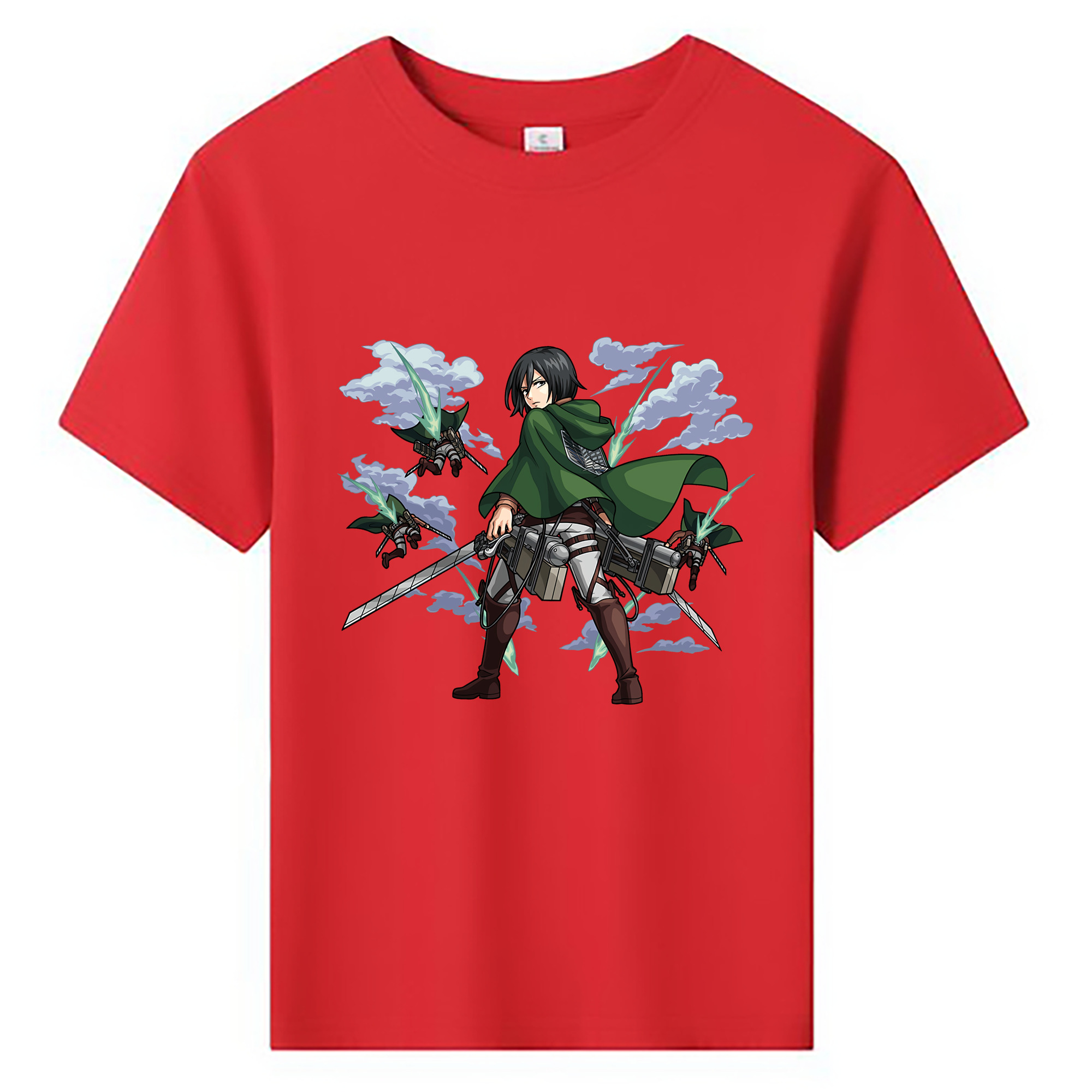 （画像用） 進撃の巨人 ミカサ·アッカーマン Attack on Titan Mikasa Ackerman 綿100％キッズTシャツ（フロントプリント）