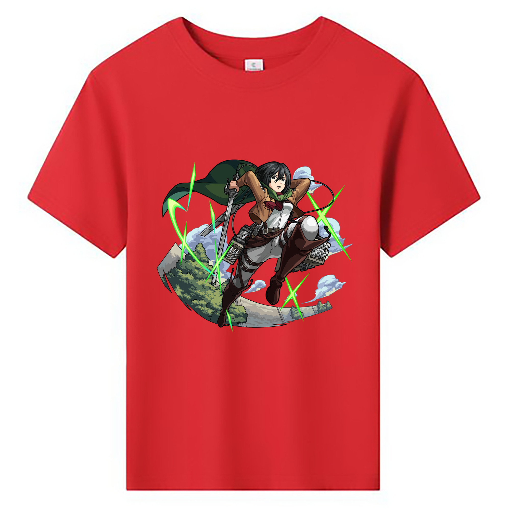 （画像用） 進撃の巨人 ミカサ·アッカーマン Attack on Titan Mikasa Ackerman 綿100％キッズTシャツ（フロントプリント）