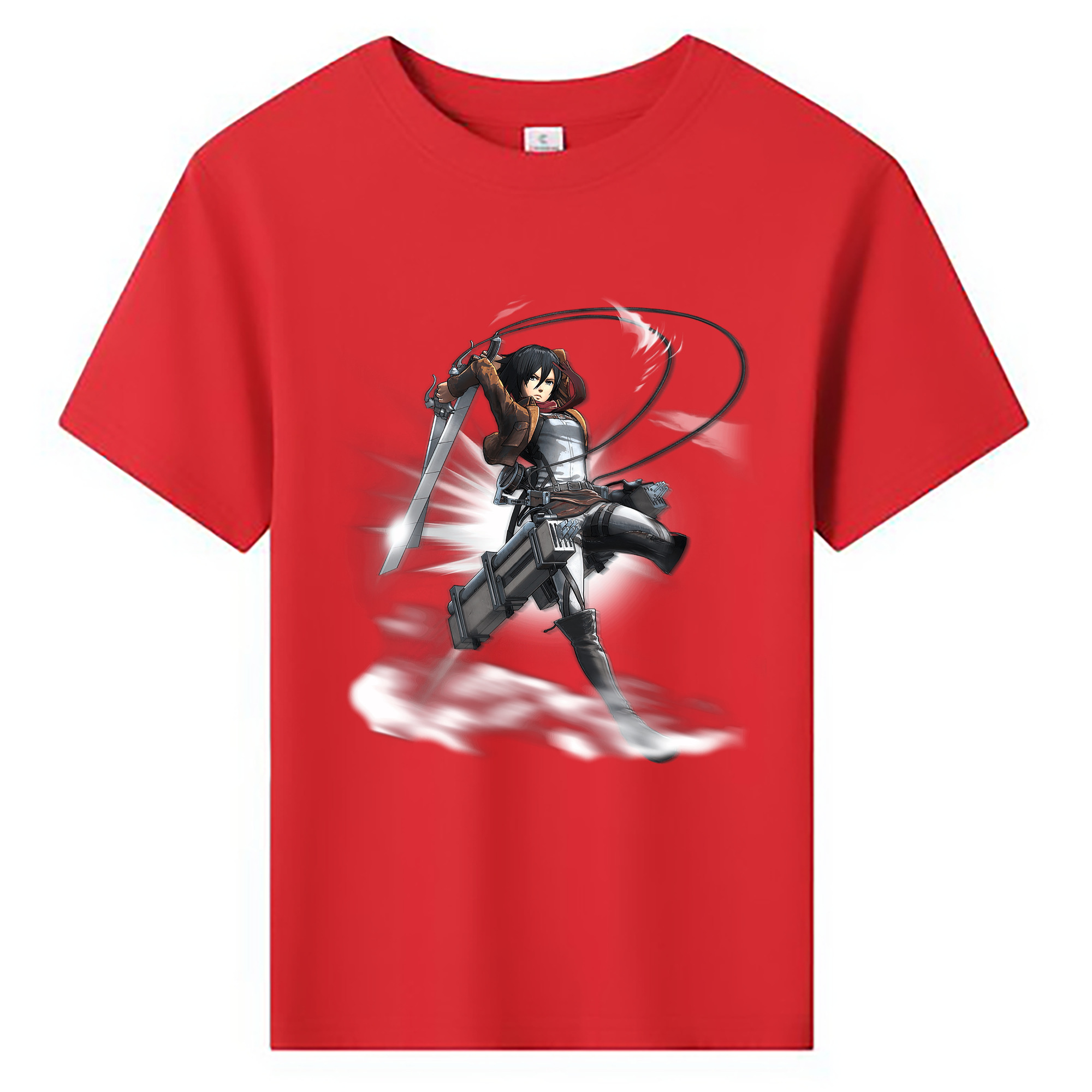 （画像用） 進撃の巨人 ミカサ·アッカーマン Attack on Titan Mikasa Ackerman 綿100％キッズTシャツ（フロントプリント）