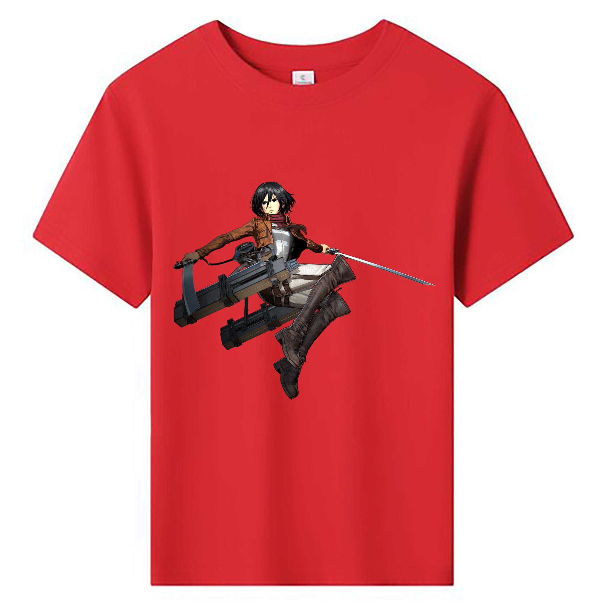 （画像用） 進撃の巨人 ミカサ·アッカーマン Attack on Titan Mikasa Ackerman 綿100％キッズTシャツ（フロントプリント）
