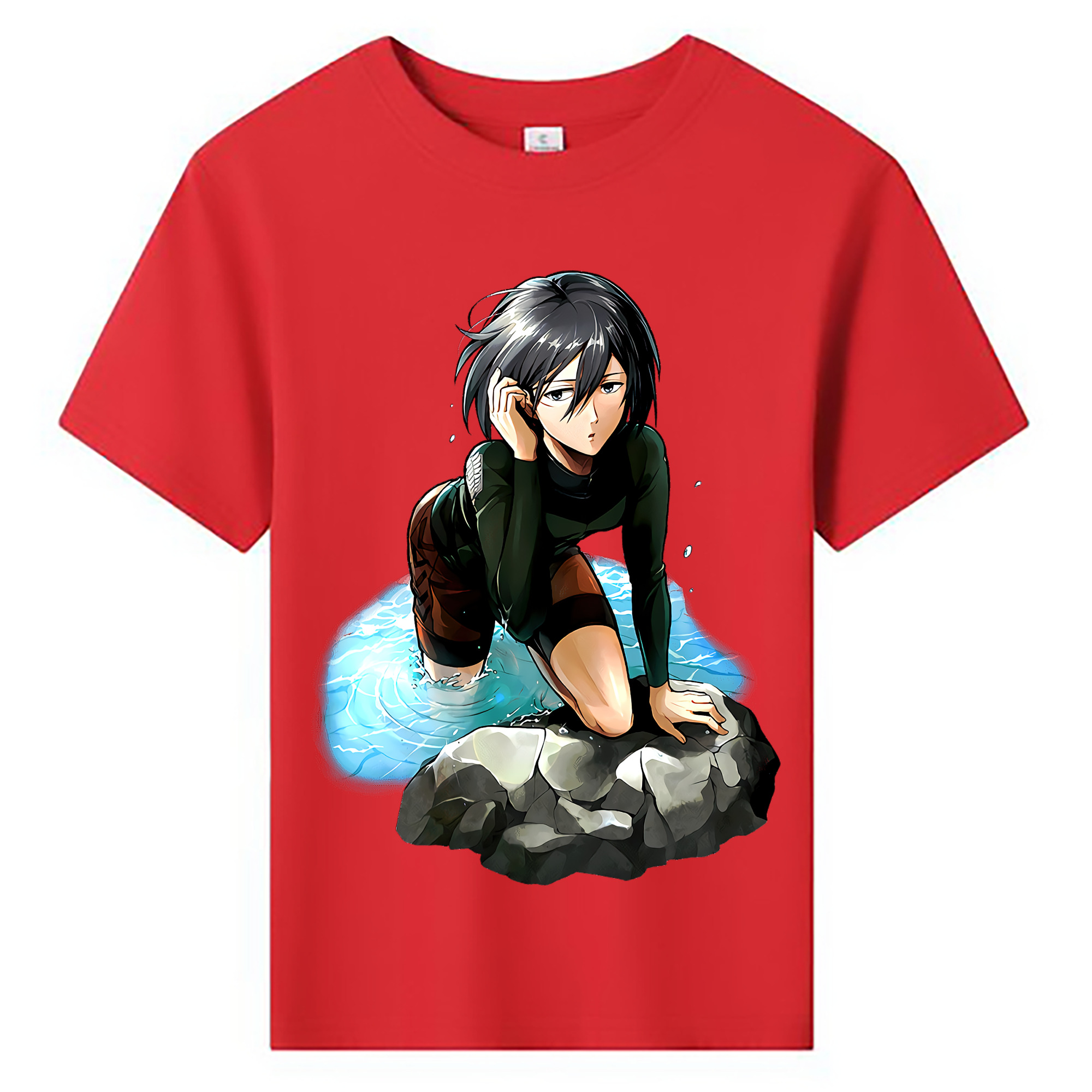 （画像用） 進撃の巨人 ミカサ·アッカーマン Attack on Titan Mikasa Ackerman 綿100％キッズTシャツ（フロントプリント）