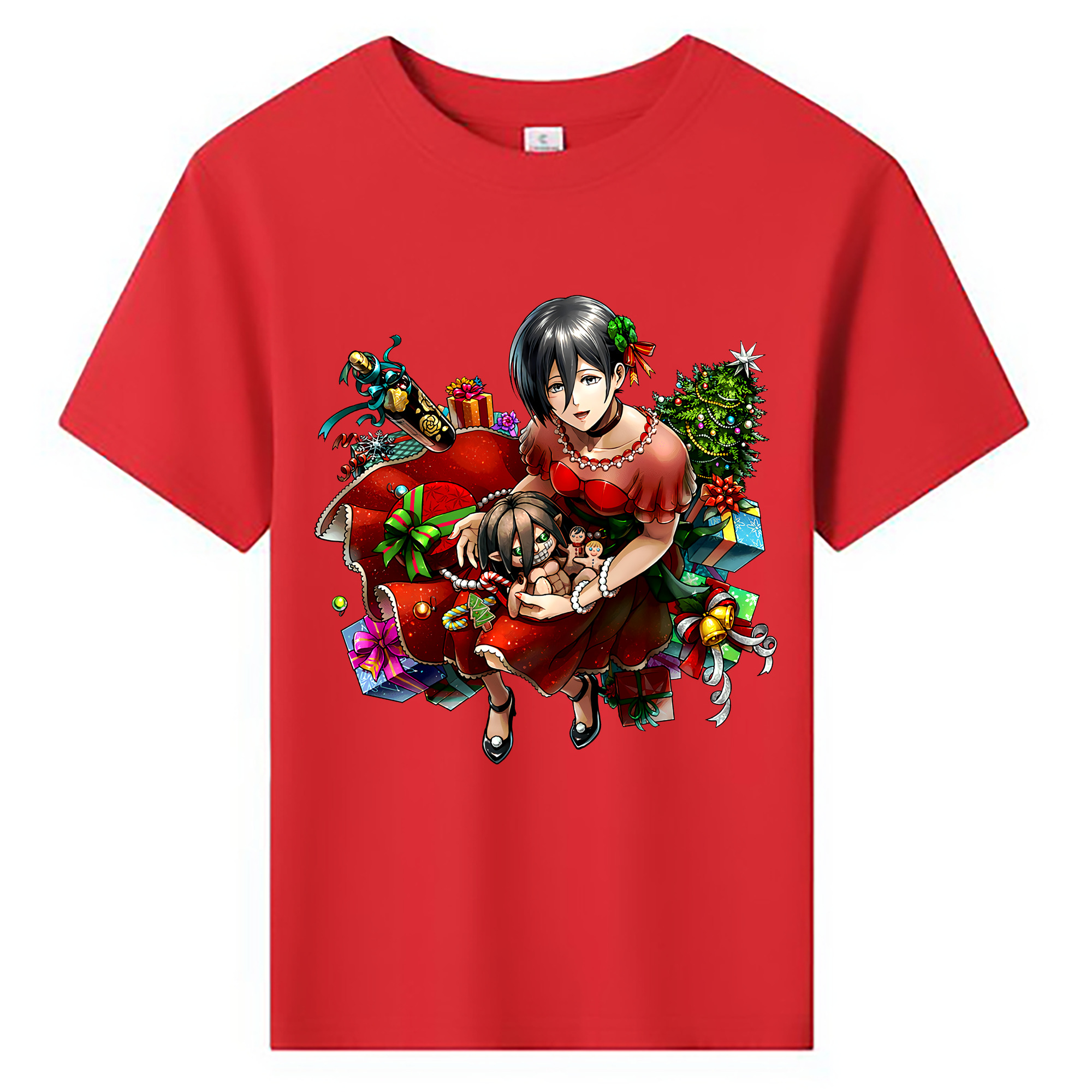 （画像用） 進撃の巨人 ミカサ·アッカーマン Attack on Titan Mikasa Ackerman 綿100％キッズTシャツ（フロントプリント）