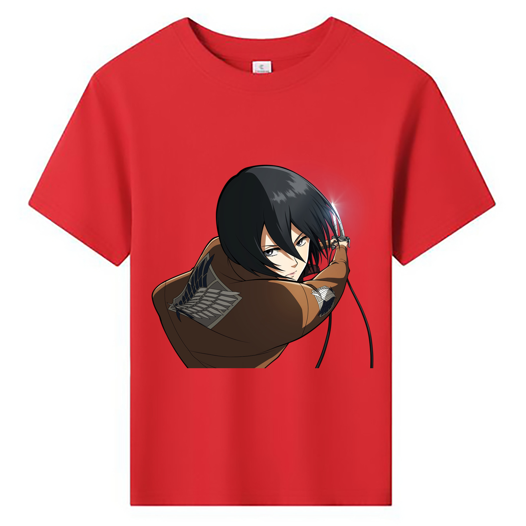 （画像用） 進撃の巨人 ミカサ·アッカーマン Attack on Titan Mikasa Ackerman 綿100％キッズTシャツ（フロントプリント）