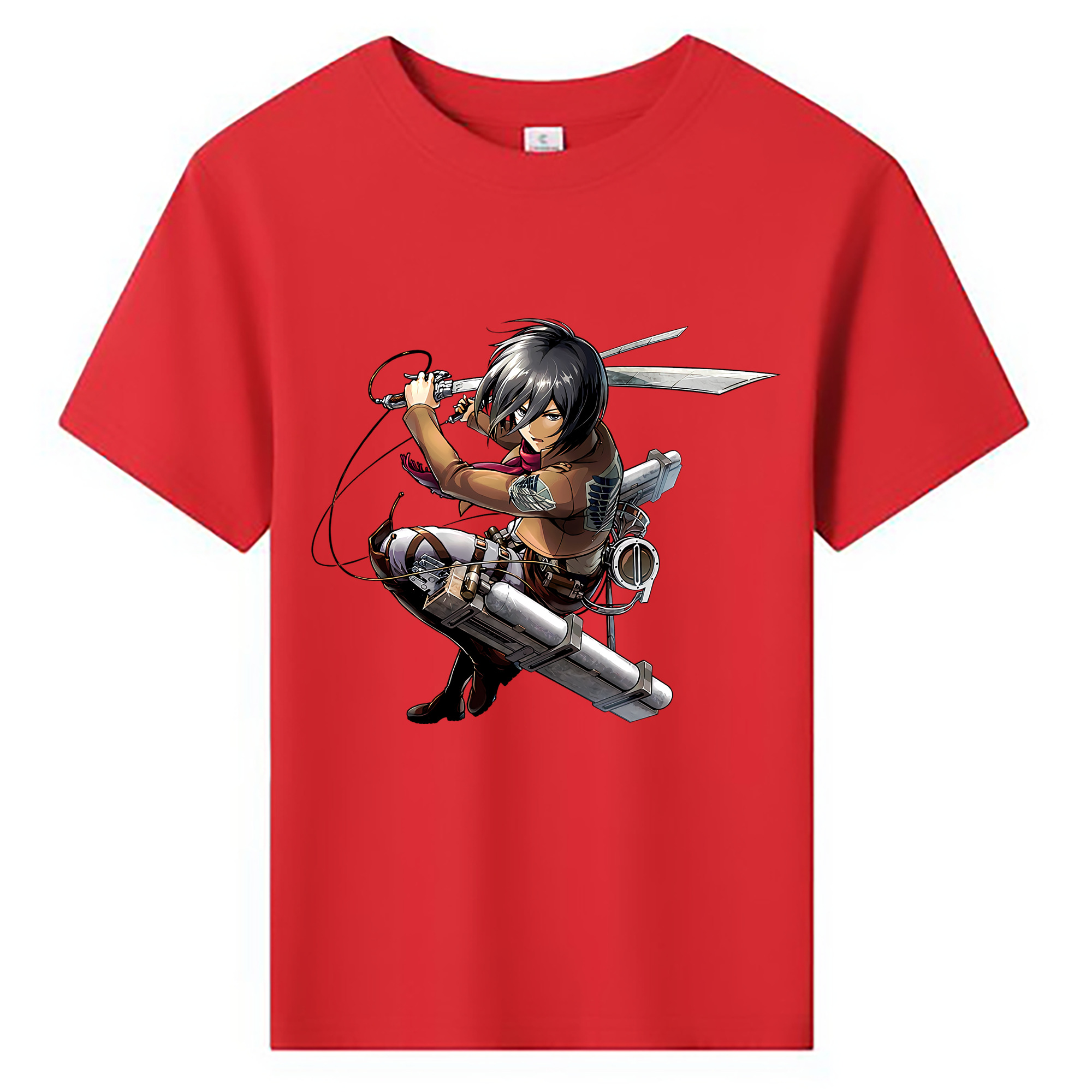（画像用） 進撃の巨人 ミカサ·アッカーマン Attack on Titan Mikasa Ackerman 綿100％キッズTシャツ（フロントプリント）