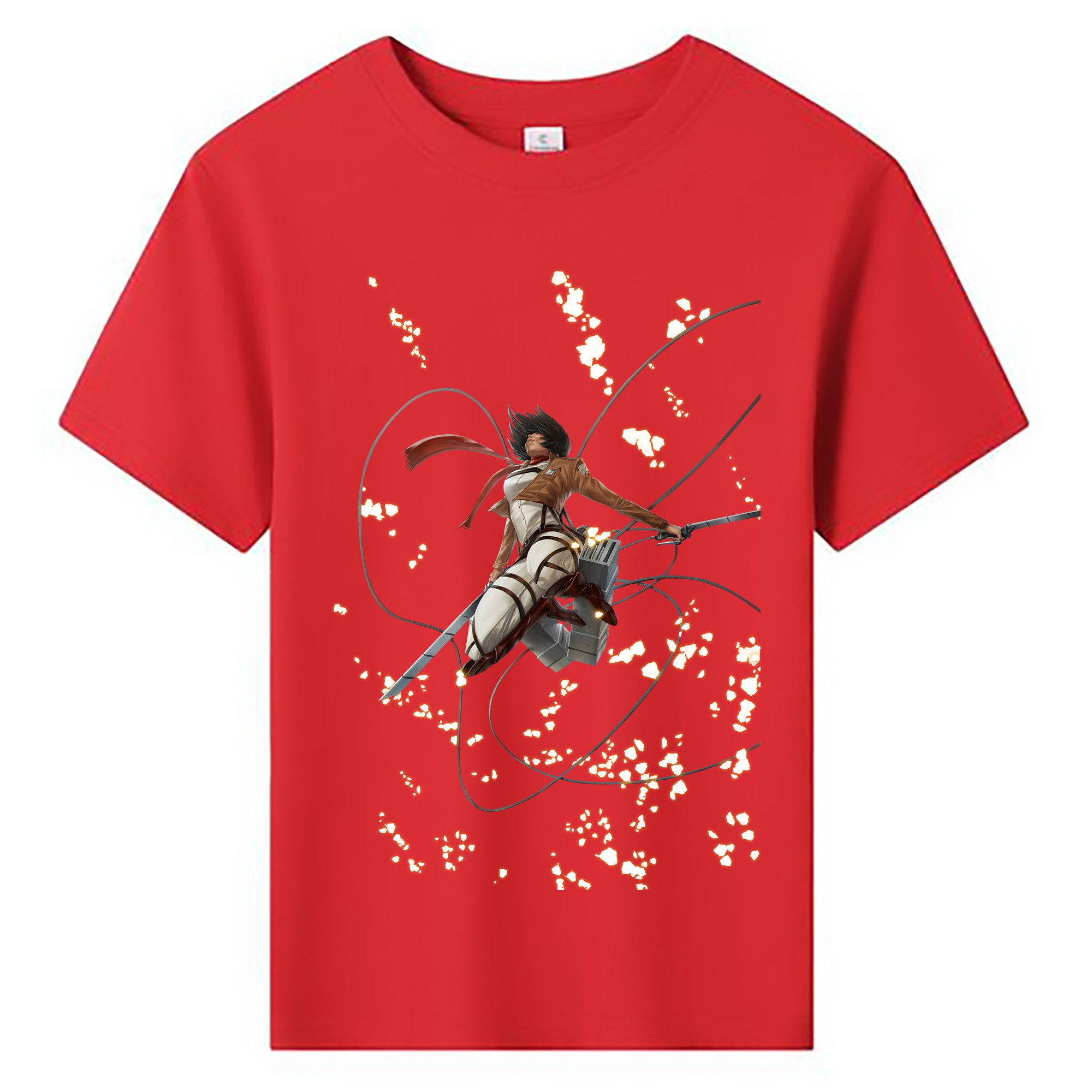 （画像用） 進撃の巨人 ミカサ·アッカーマン Attack on Titan Mikasa Ackerman 綿100％キッズTシャツ（フロントプリント）