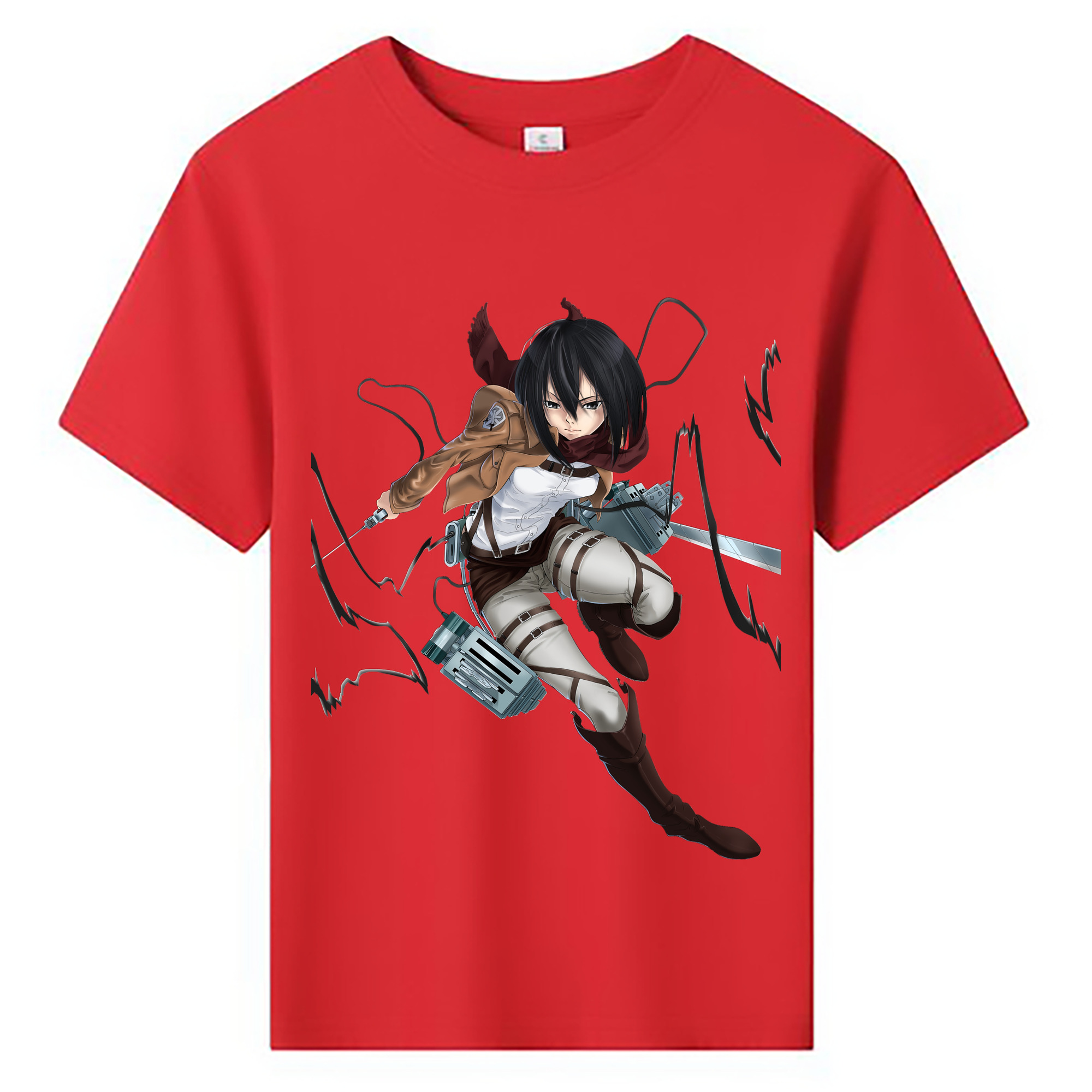 （画像用） 進撃の巨人 ミカサ·アッカーマン Attack on Titan Mikasa Ackerman 綿100％キッズTシャツ（フロントプリント）