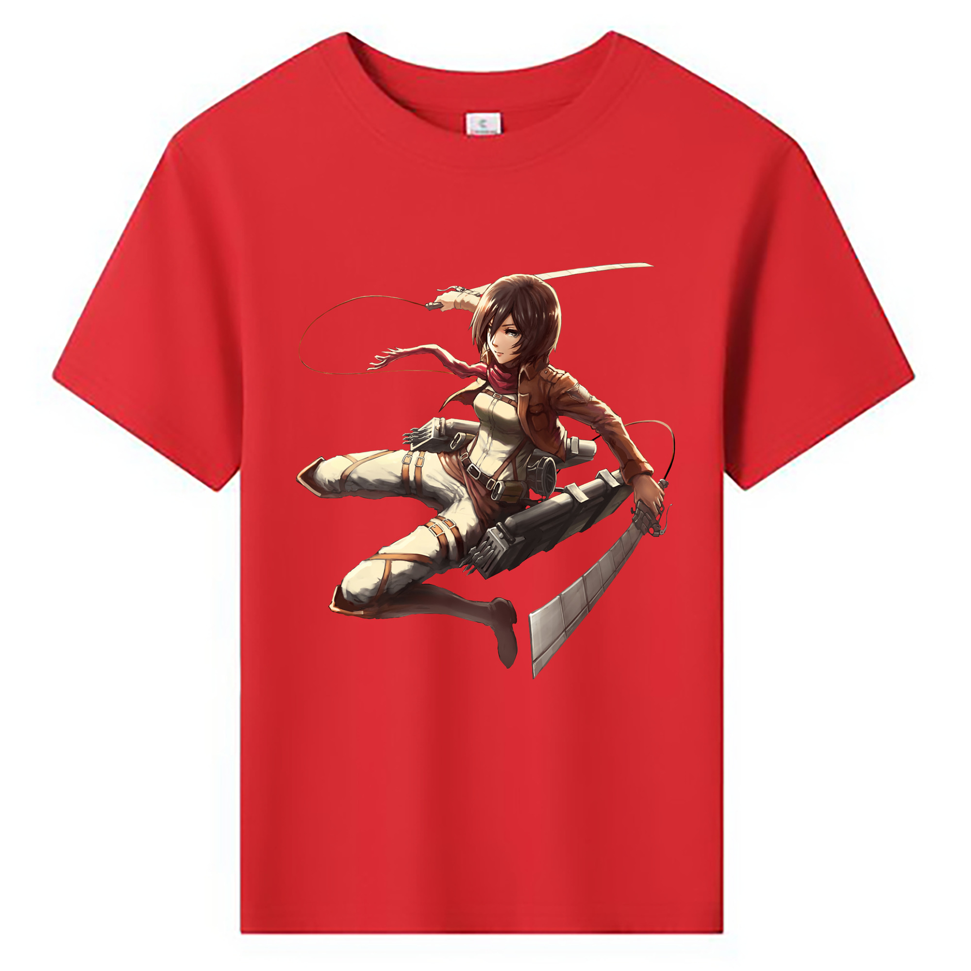 （画像用） 進撃の巨人 ミカサ·アッカーマン Attack on Titan Mikasa Ackerman 綿100％キッズTシャツ（フロントプリント）
