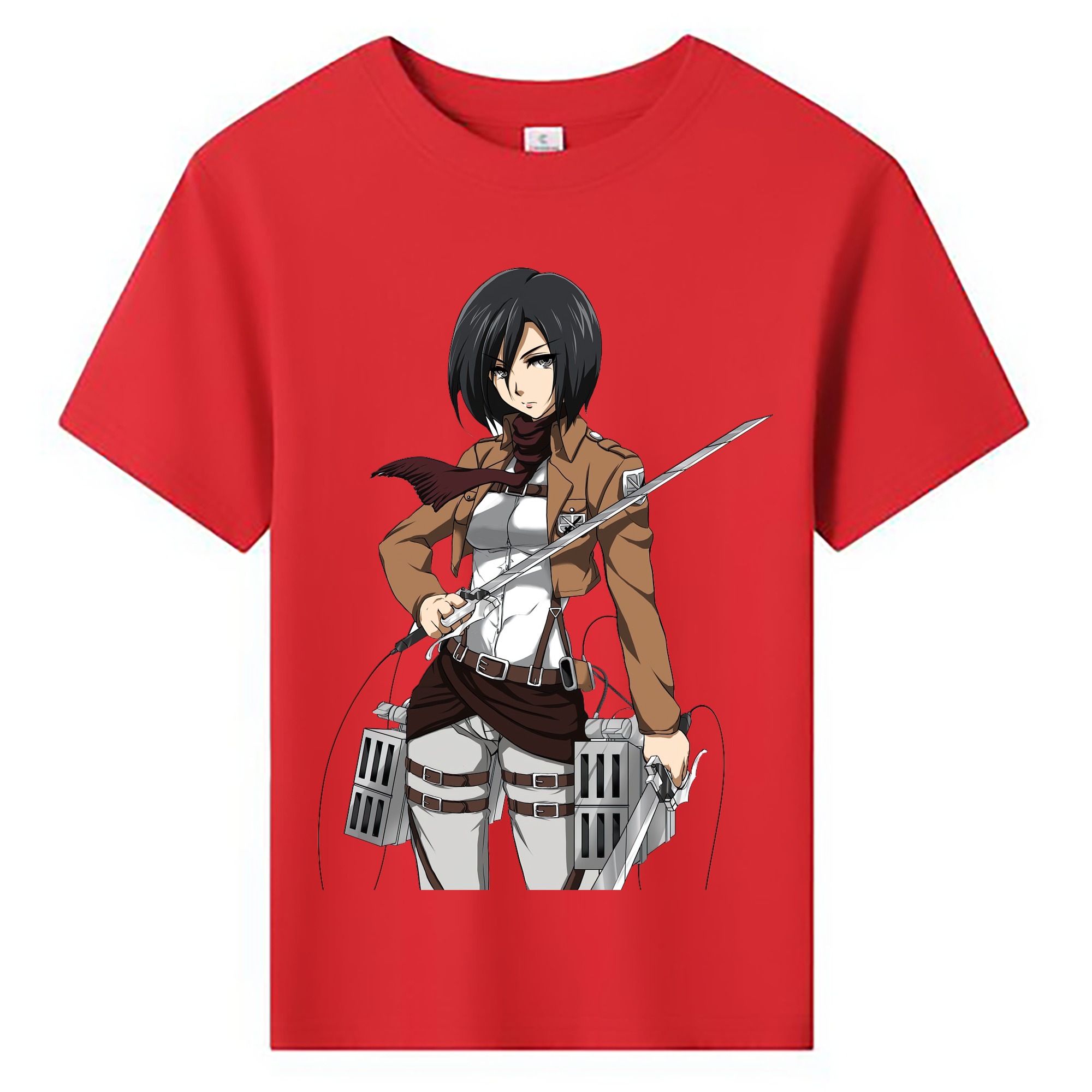（画像用） 進撃の巨人 ミカサ·アッカーマン Attack on Titan Mikasa Ackerman 綿100％キッズTシャツ（フロントプリント）