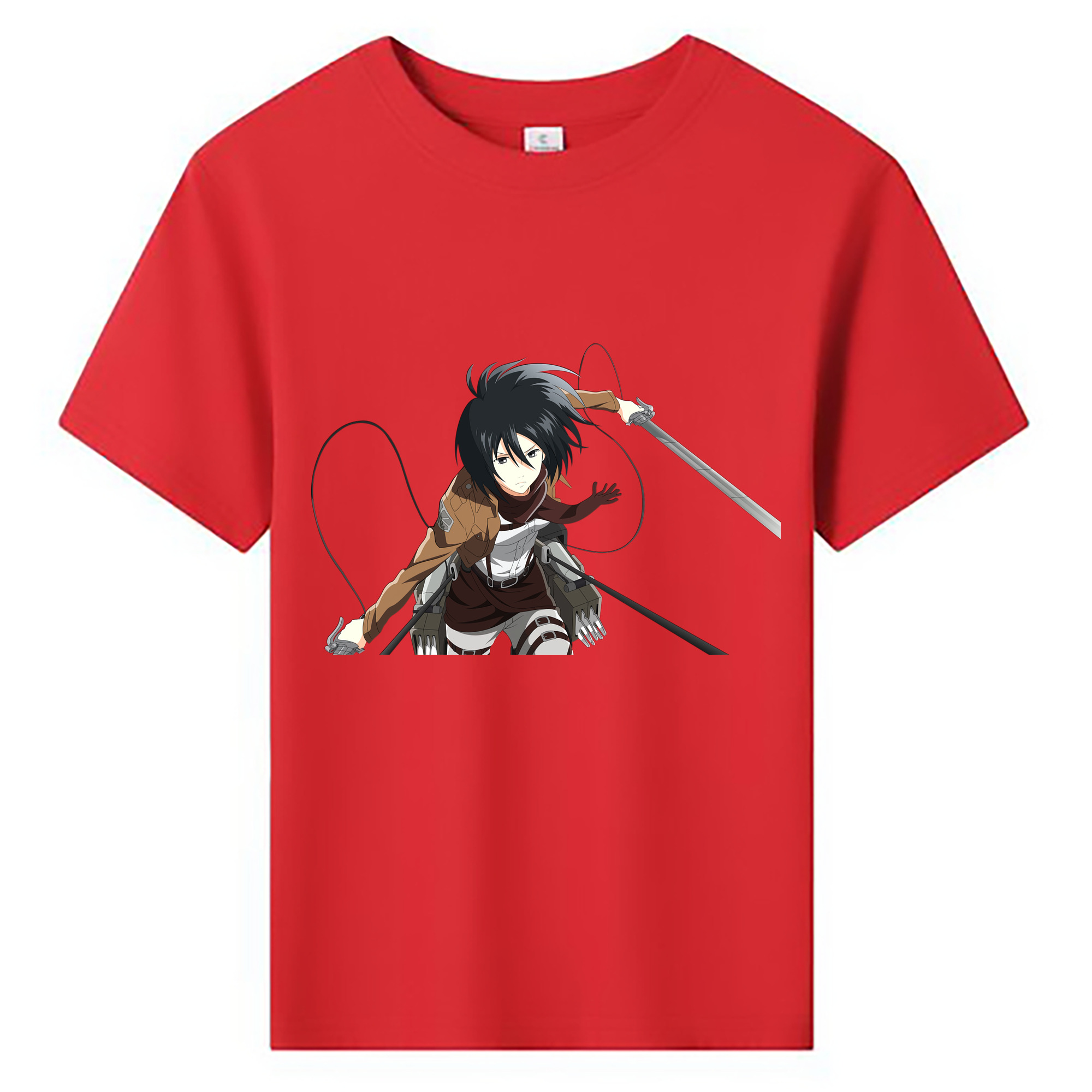 （画像用） 進撃の巨人 ミカサ·アッカーマン Attack on Titan Mikasa Ackerman 綿100％キッズTシャツ（フロントプリント）