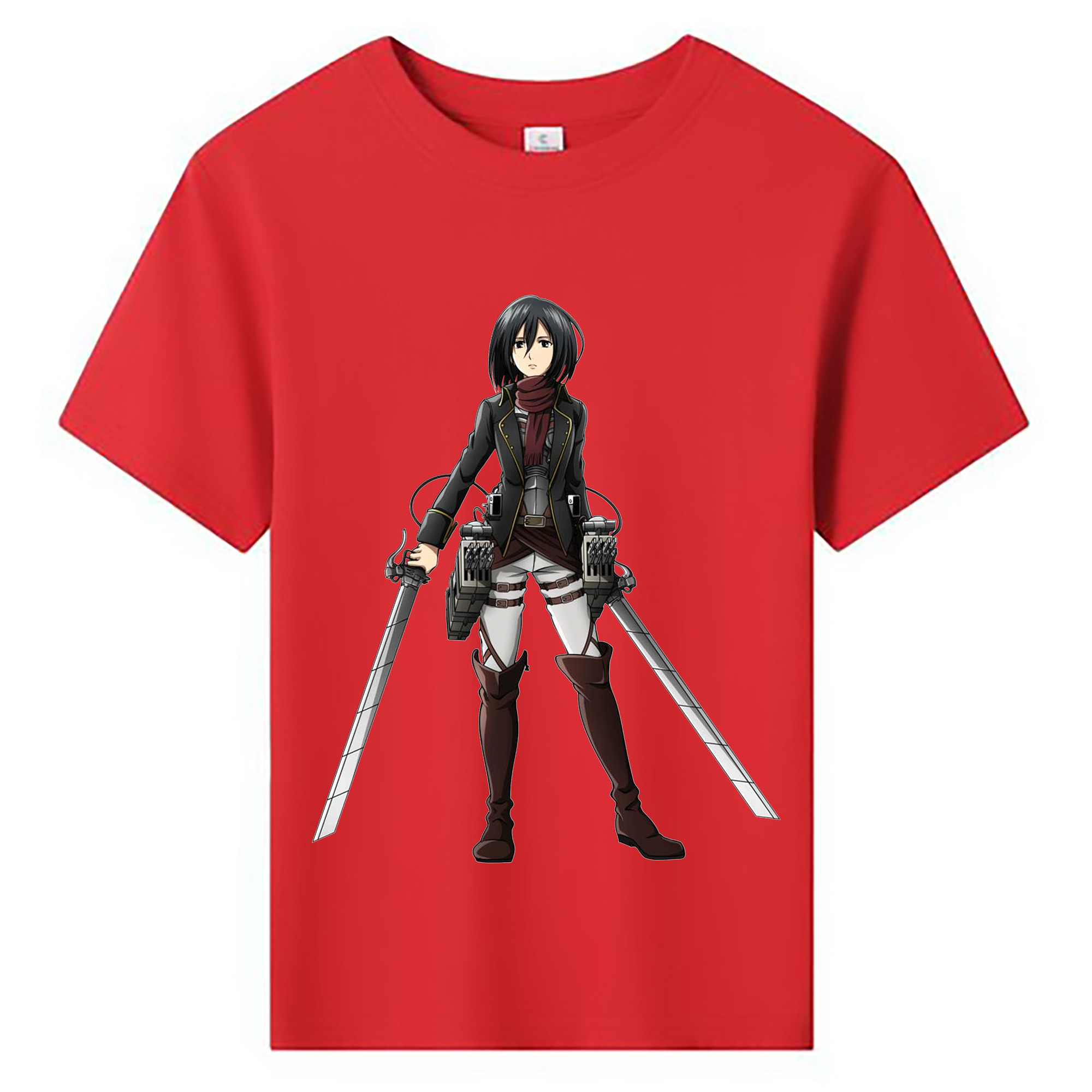 （画像用） 進撃の巨人 ミカサ·アッカーマン Attack on Titan Mikasa Ackerman 綿100％キッズTシャツ（フロントプリント）