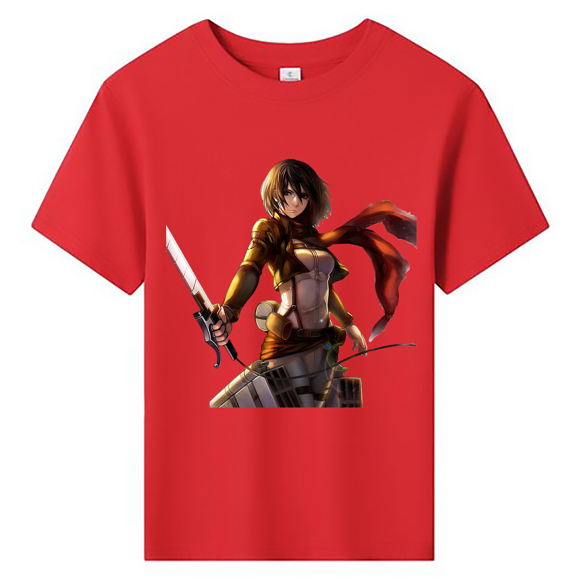 （画像用） 進撃の巨人 ミカサ·アッカーマン Attack on Titan Mikasa Ackerman 綿100％キッズTシャツ（フロントプリント）