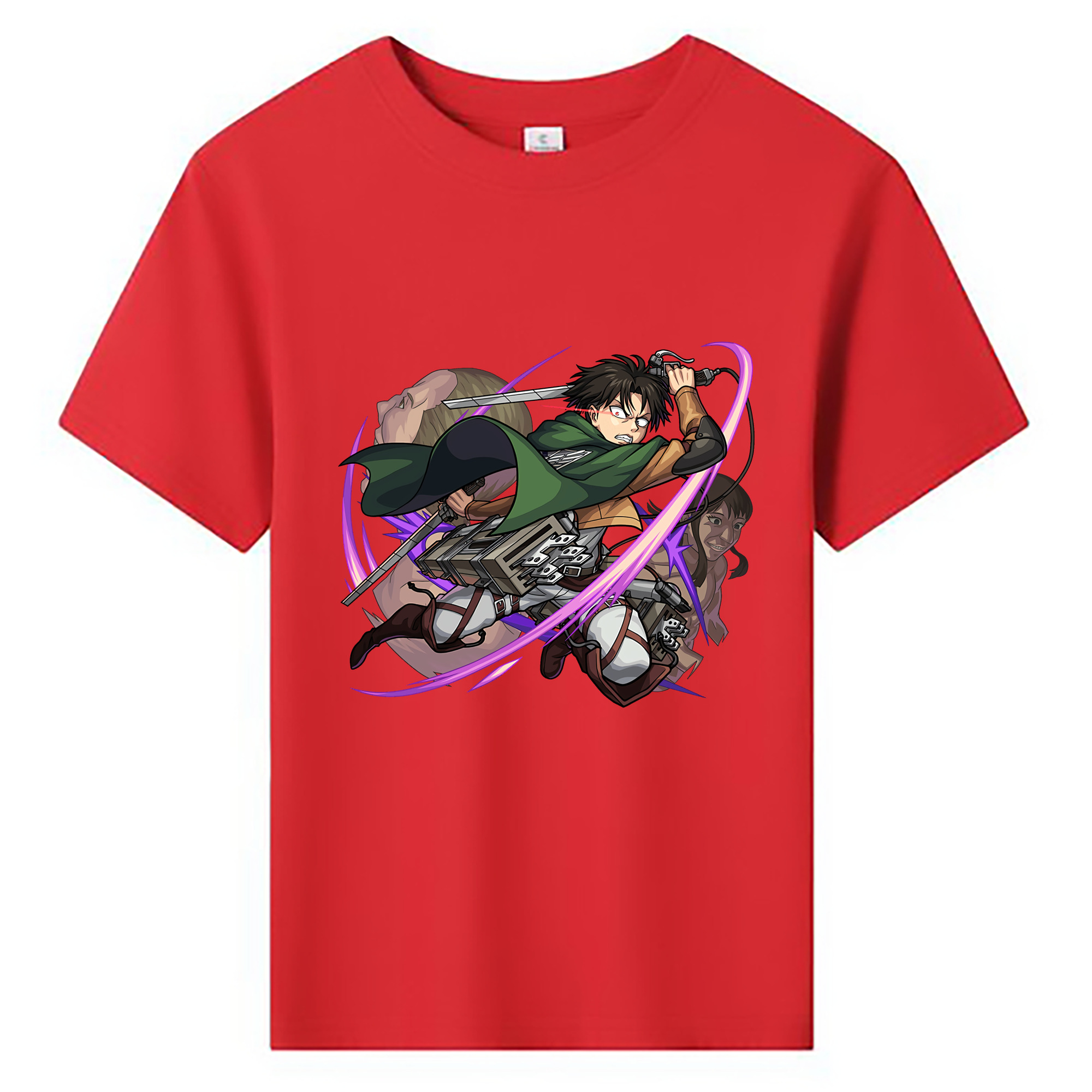 （画像用） 進撃の巨人 リヴァイ·アッカーマン Attack on Titan Levi Ackerman 綿100％キッズTシャツ（フロントプリント）