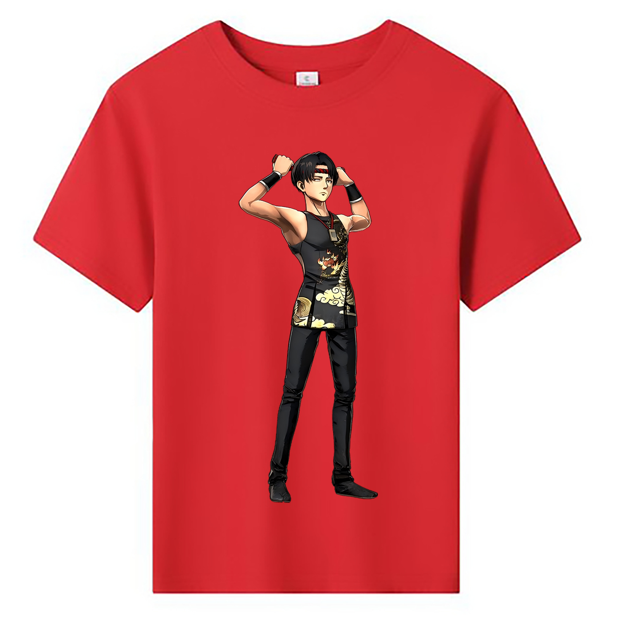 （画像用） 進撃の巨人 リヴァイ·アッカーマン Attack on Titan Levi Ackerman 綿100％キッズTシャツ（フロントプリント）