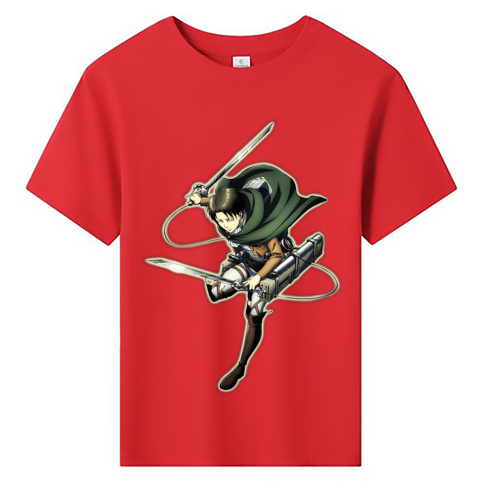 （画像用） 進撃の巨人 リヴァイ·アッカーマン Attack on Titan Levi Ackerman 綿100％キッズTシャツ（フロントプリント）