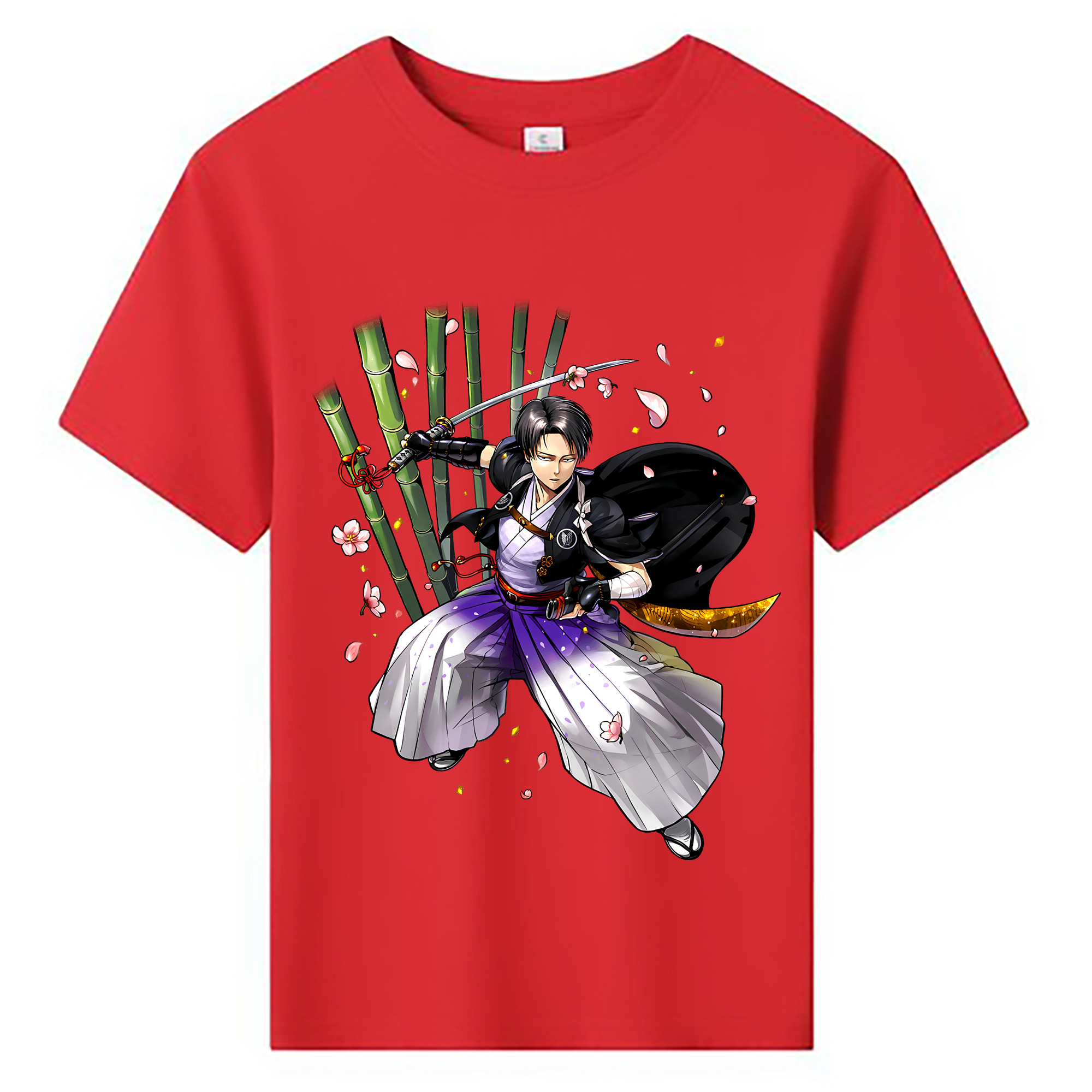 （画像用） 進撃の巨人 リヴァイ·アッカーマン Attack on Titan Levi Ackerman 綿100％キッズTシャツ（フロントプリント）