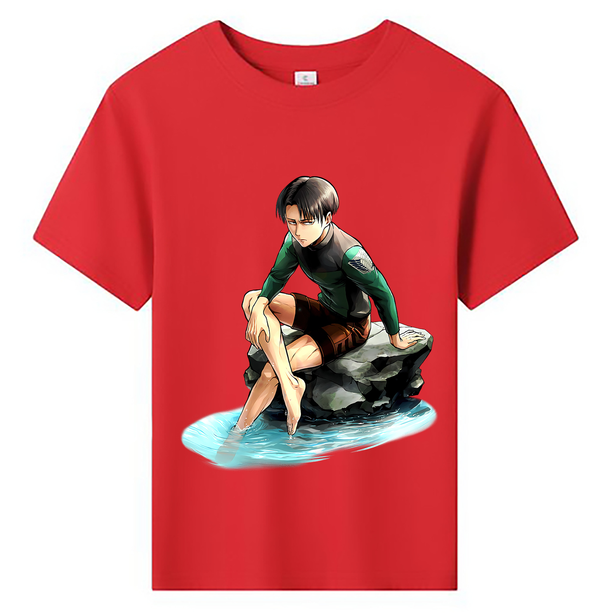 （画像用） 進撃の巨人 リヴァイ·アッカーマン Attack on Titan Levi Ackerman 綿100％キッズTシャツ（フロントプリント）