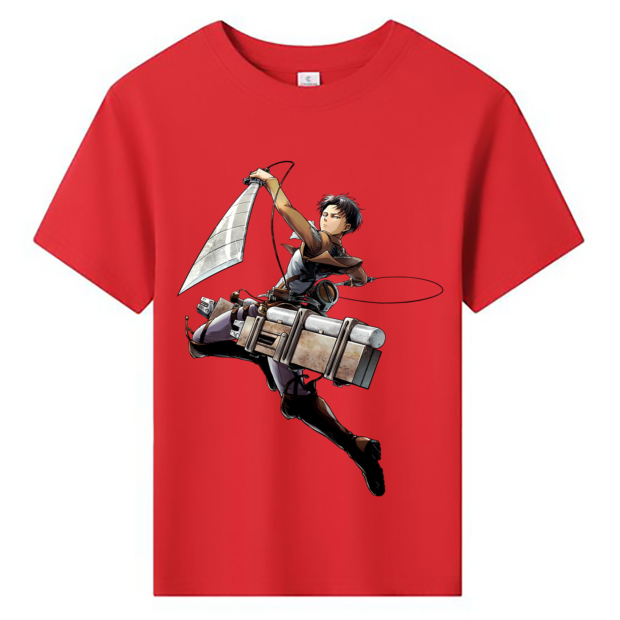 （画像用） 進撃の巨人 リヴァイ·アッカーマン Attack on Titan Levi Ackerman 綿100％キッズTシャツ（フロントプリント）