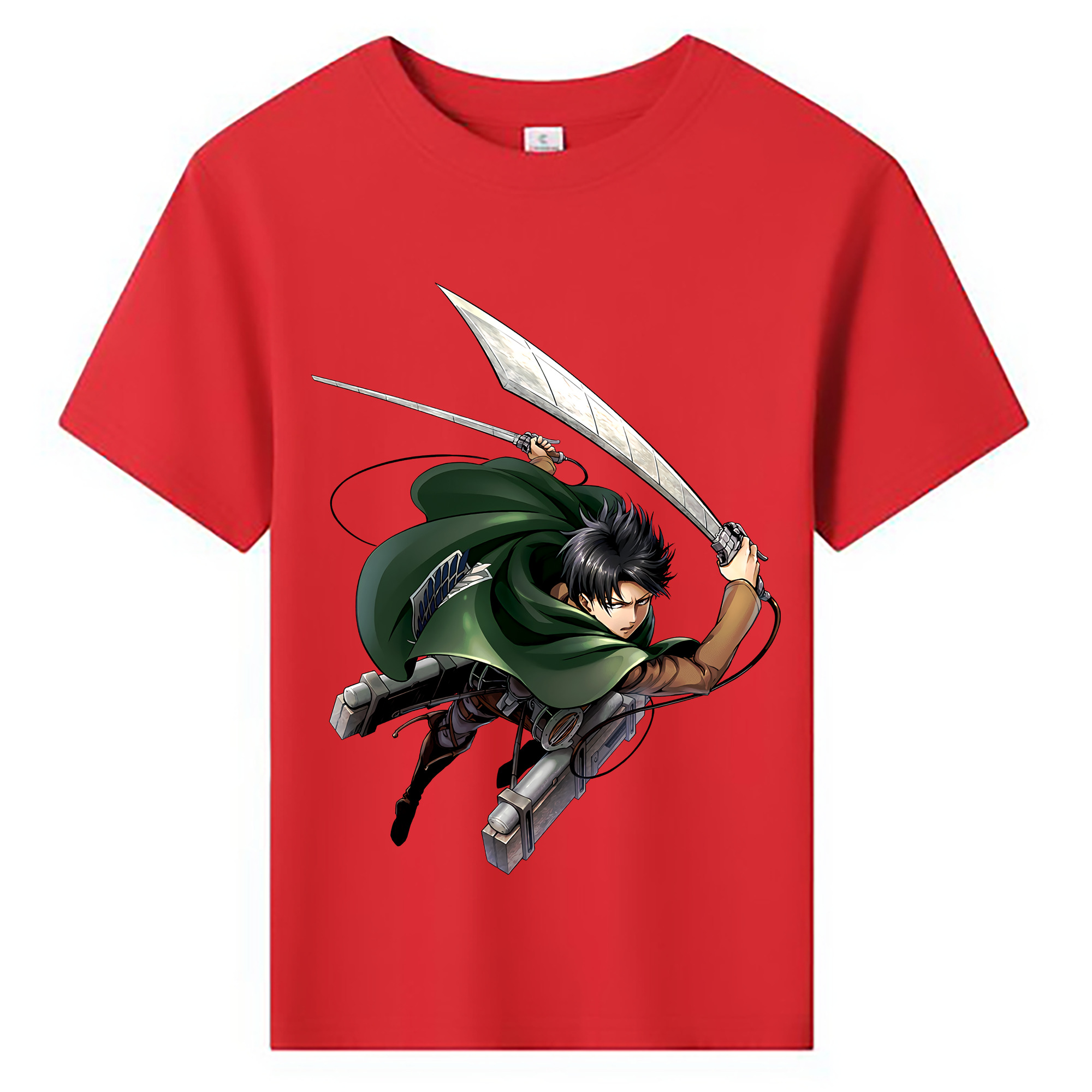 （画像用） 進撃の巨人 リヴァイ·アッカーマン Attack on Titan Levi Ackerman 綿100％キッズTシャツ（フロントプリント）