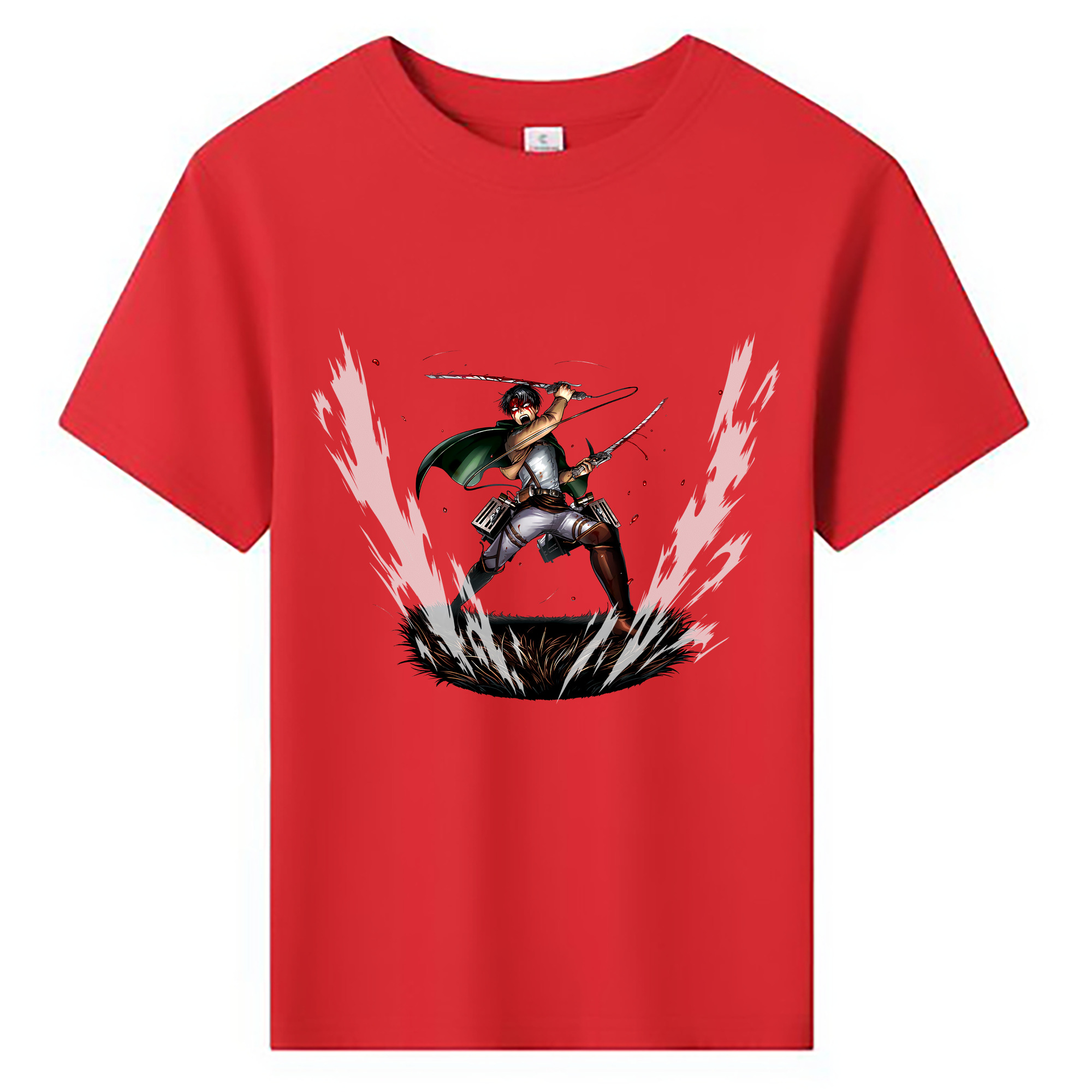 （画像用） 進撃の巨人 リヴァイ·アッカーマン Attack on Titan Levi Ackerman 綿100％キッズTシャツ（フロントプリント）