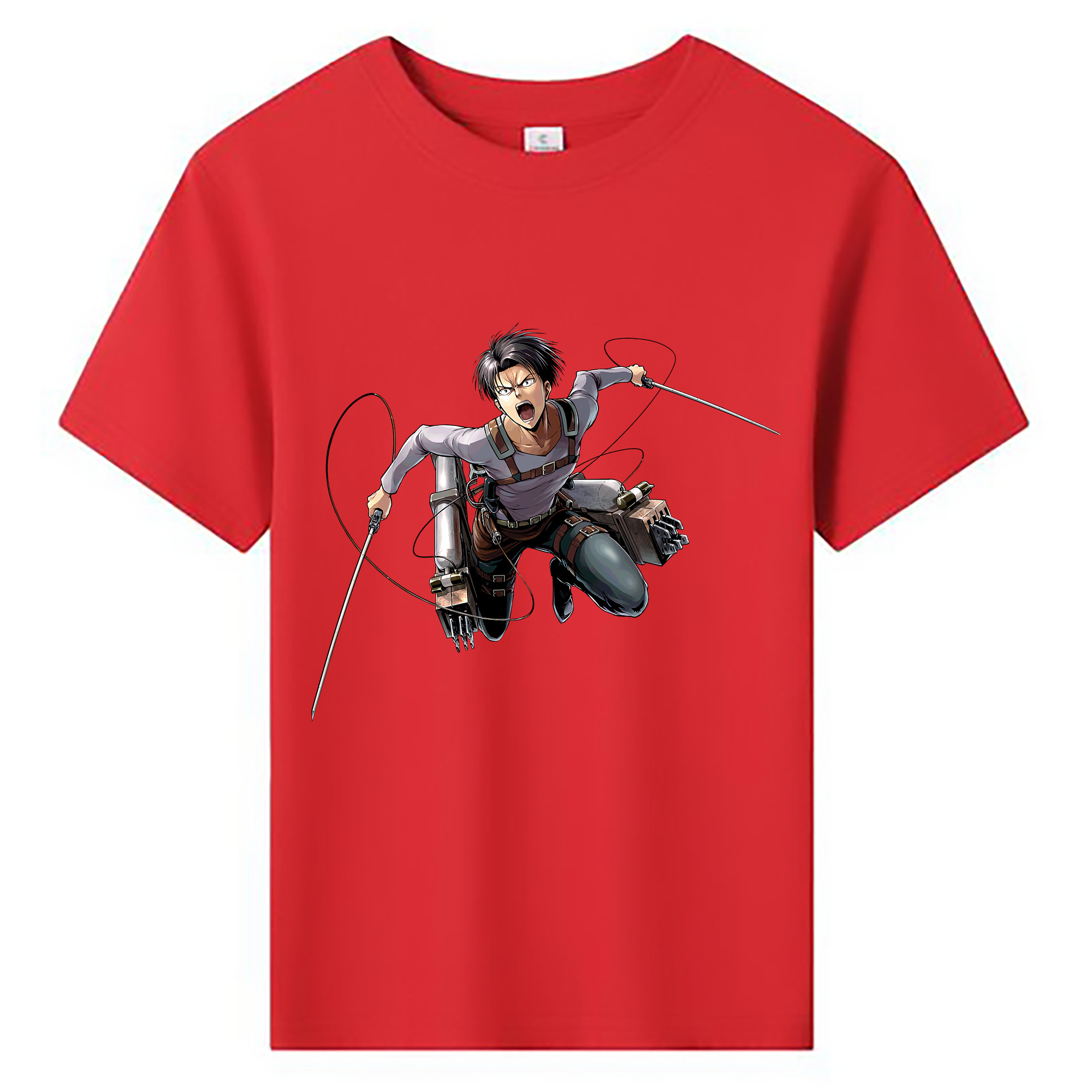 （画像用） 進撃の巨人 リヴァイ·アッカーマン Attack on Titan Levi Ackerman 綿100％キッズTシャツ（フロントプリント）