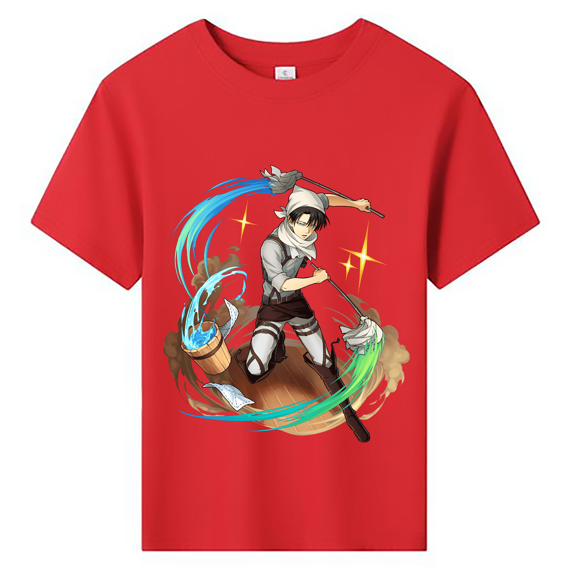 （画像用） 進撃の巨人 リヴァイ·アッカーマン Attack on Titan Levi Ackerman 綿100％キッズTシャツ（フロントプリント）