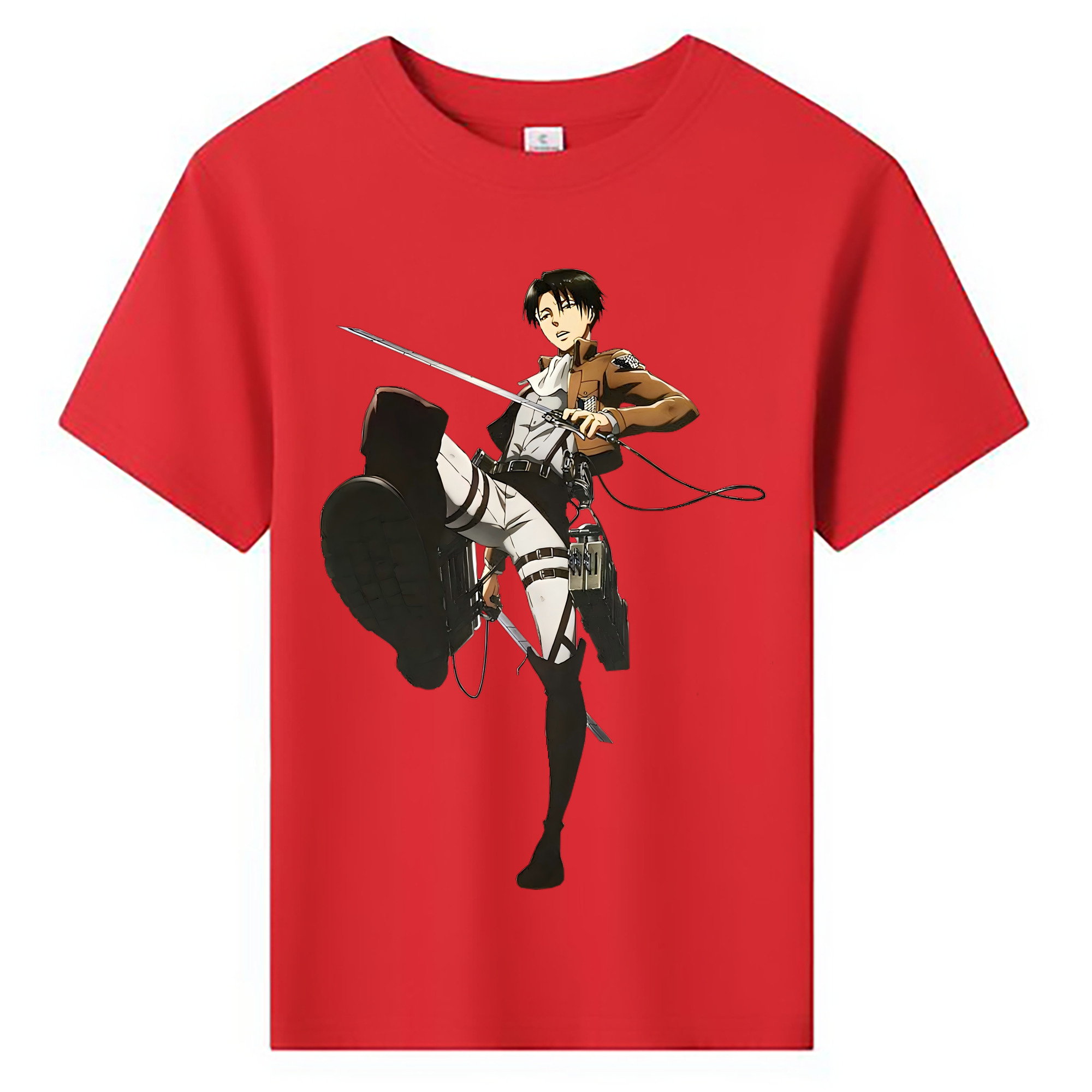 （画像用） 進撃の巨人 リヴァイ·アッカーマン Attack on Titan Levi Ackerman 綿100％キッズTシャツ（フロントプリント）