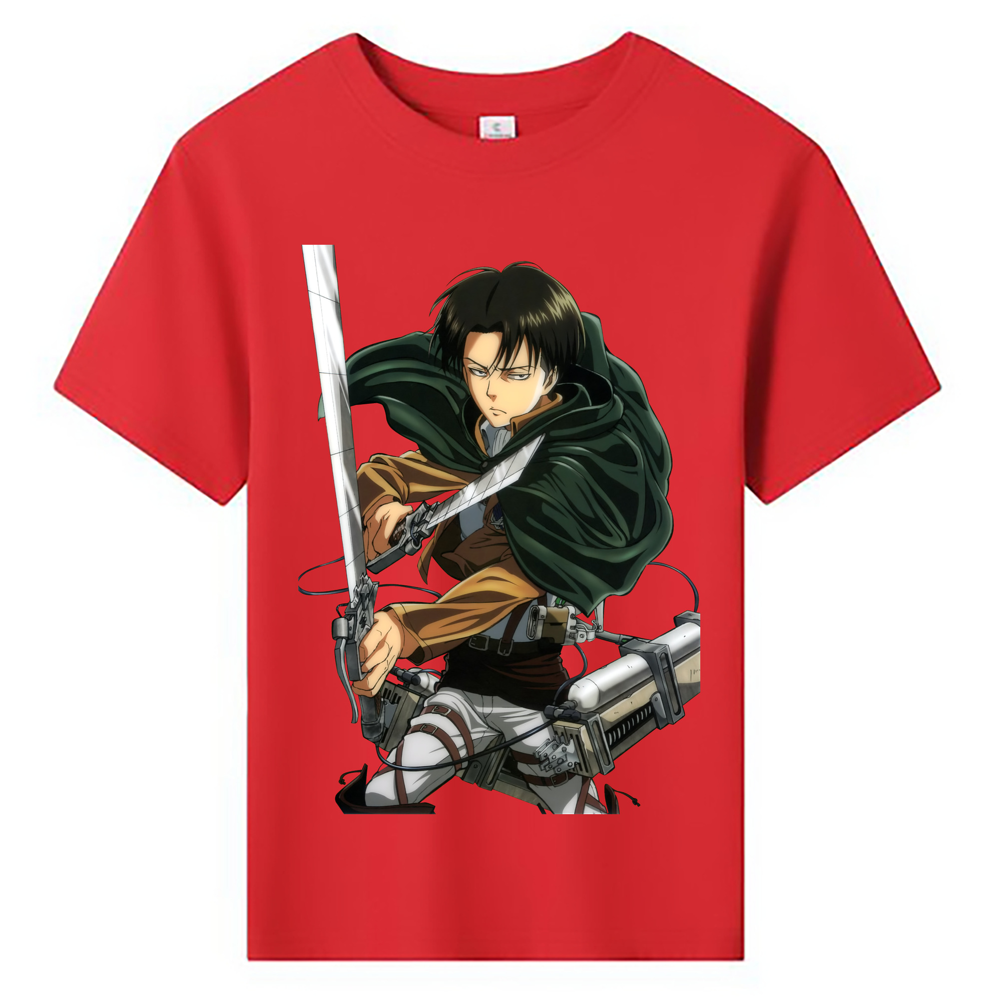 （画像用） 進撃の巨人 リヴァイ·アッカーマン Attack on Titan Levi Ackerman 綿100％キッズTシャツ（フロントプリント）