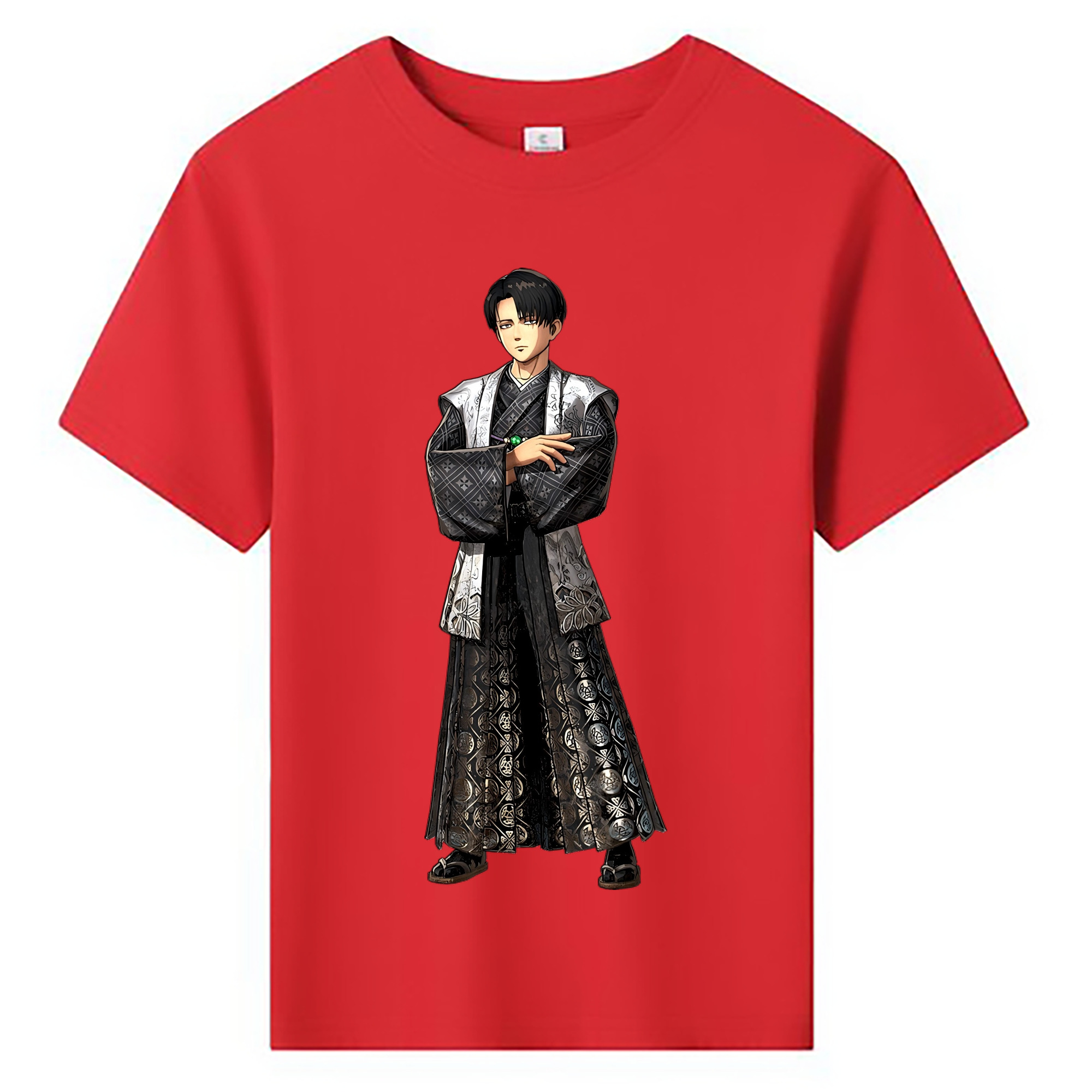 （画像用） 進撃の巨人 リヴァイ·アッカーマン Attack on Titan Levi Ackerman 綿100％キッズTシャツ（フロントプリント）