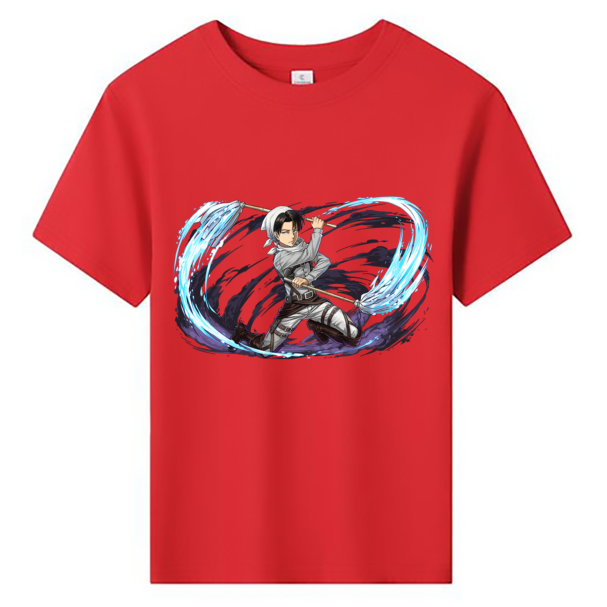 （画像用） 進撃の巨人 リヴァイ·アッカーマン Attack on Titan Levi Ackerman 綿100％キッズTシャツ（フロントプリント）