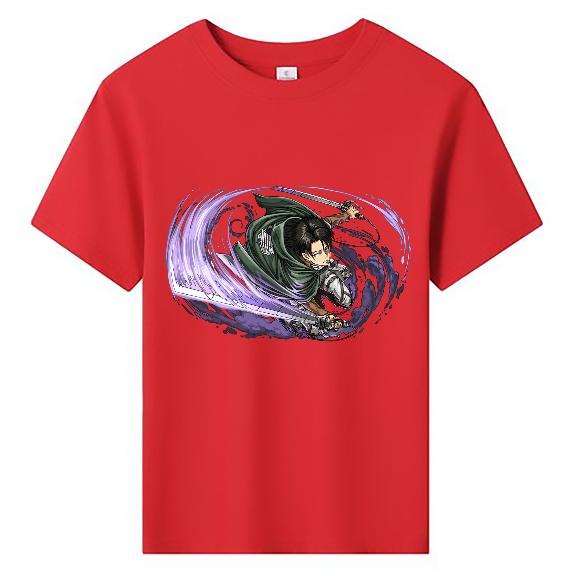 （画像用） 進撃の巨人 リヴァイ·アッカーマン Attack on Titan Levi Ackerman 綿100％キッズTシャツ（フロントプリント）