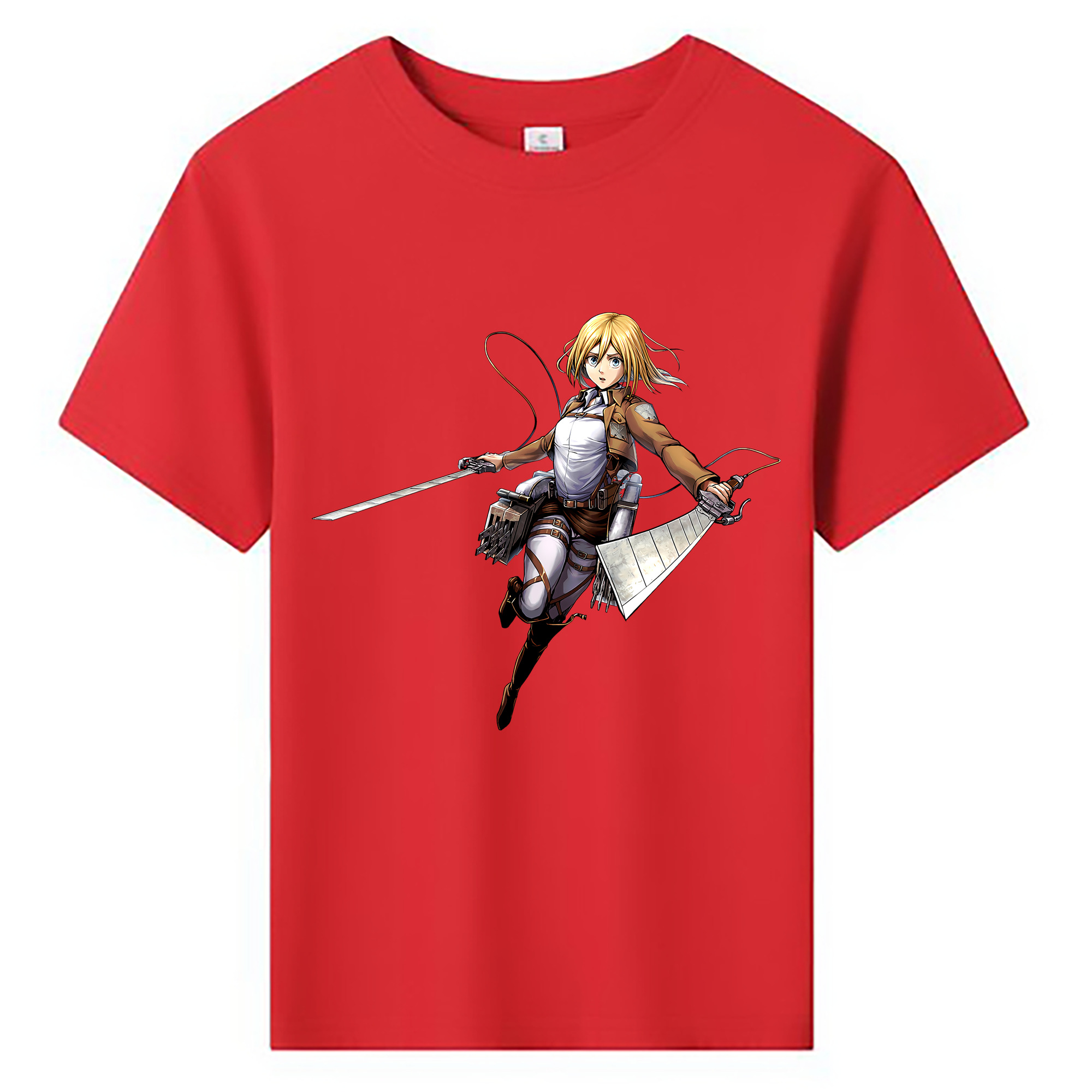 （画像用） 進撃の巨人 クリスタ·レンズ Attack on Titan Christa Lenz 綿100％キッズTシャツ（フロントプリント）
