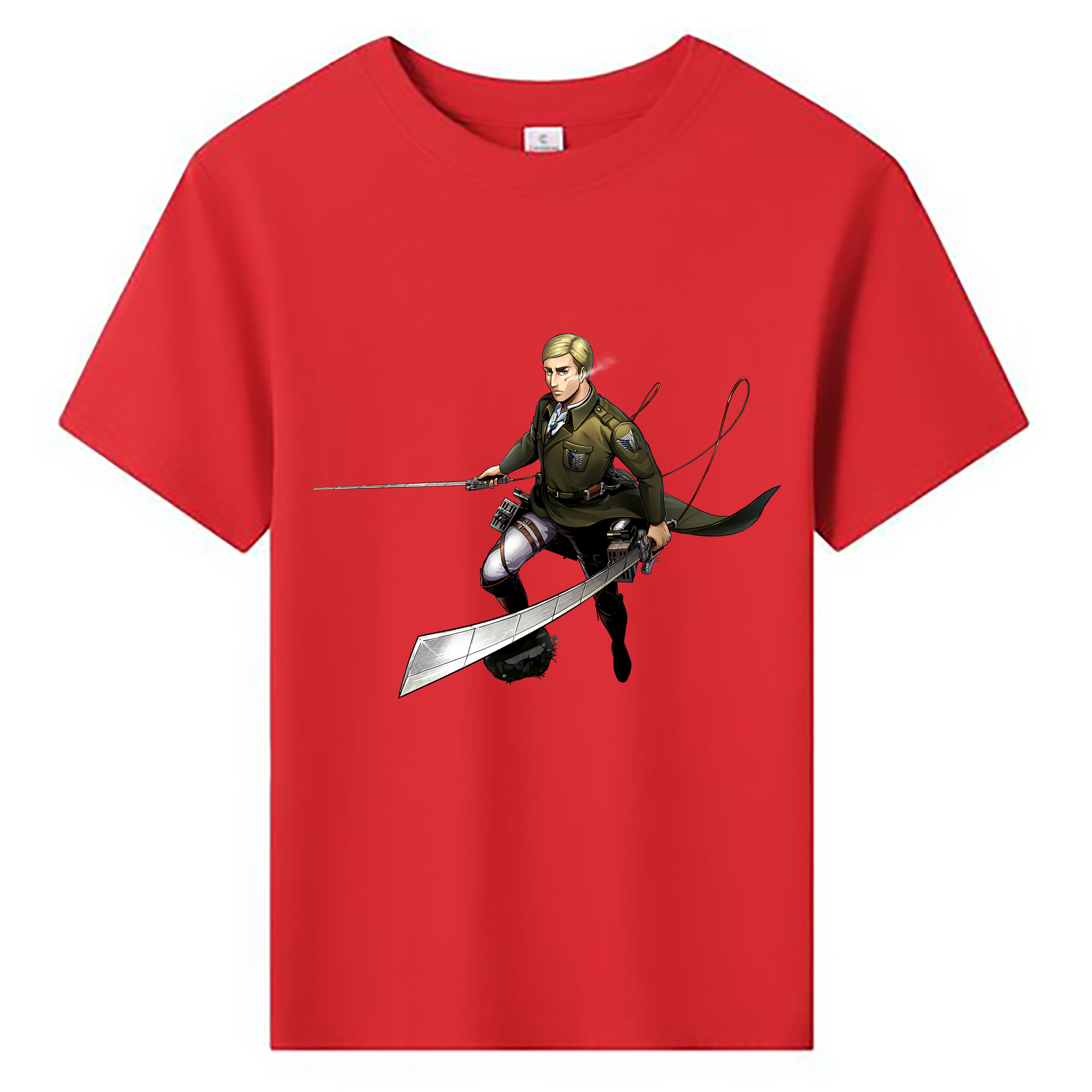 （画像用） 進撃の巨人 エルヴィン・スミス Attack on Titan Erwin Smith 綿100％キッズTシャツ（フロントプリント）