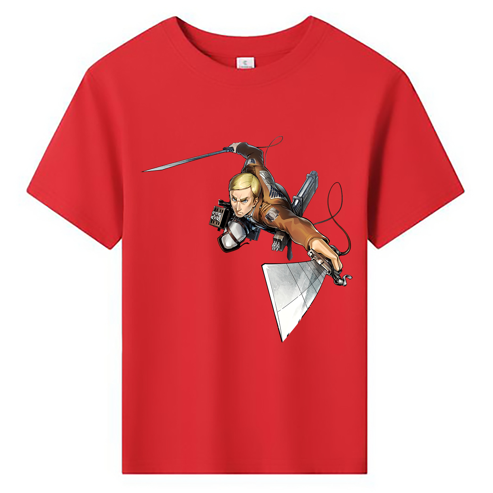 （画像用） 進撃の巨人 エルヴィン・スミス Attack on Titan Erwin Smith 綿100％キッズTシャツ（フロントプリント）