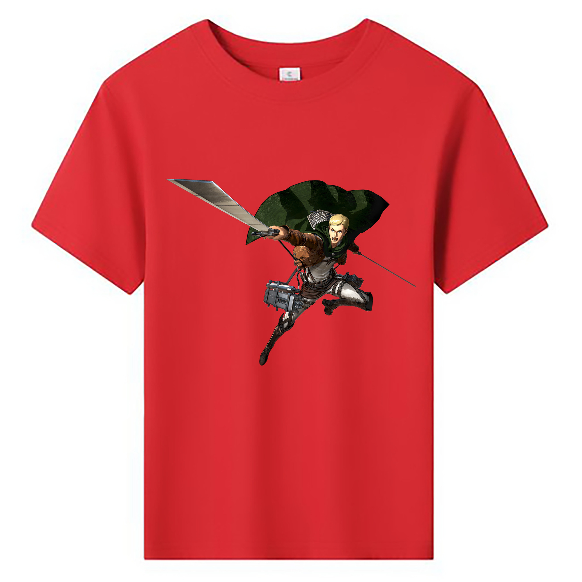 （画像用） 進撃の巨人 エルヴィン・スミス Attack on Titan Erwin Smith 綿100％キッズTシャツ（フロントプリント）