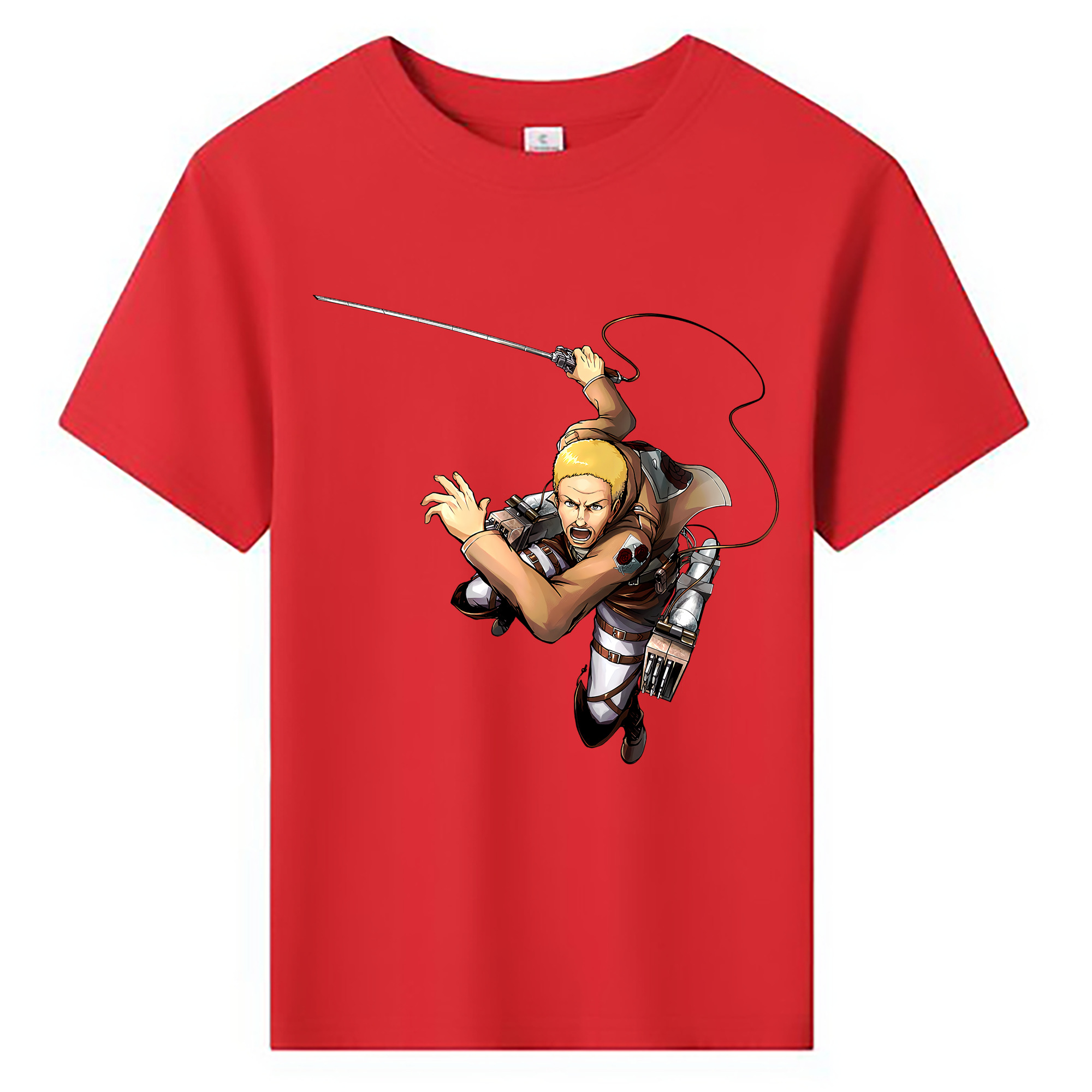 （画像用） 進撃の巨人 ハンネス Attack on Titan Hannes 綿100％キッズTシャツ（フロントプリント）