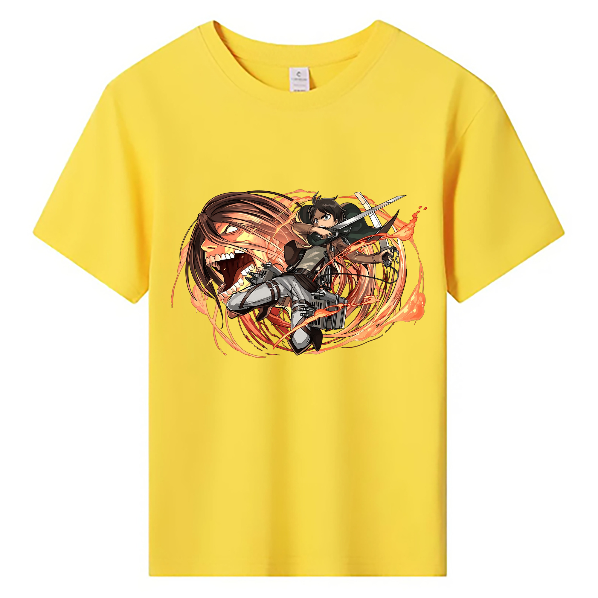 （画像用） 進撃の巨人 エレン･イェーガー Attack on Titan Eren Jäger 綿100％キッズTシャツ（フロントプリント）