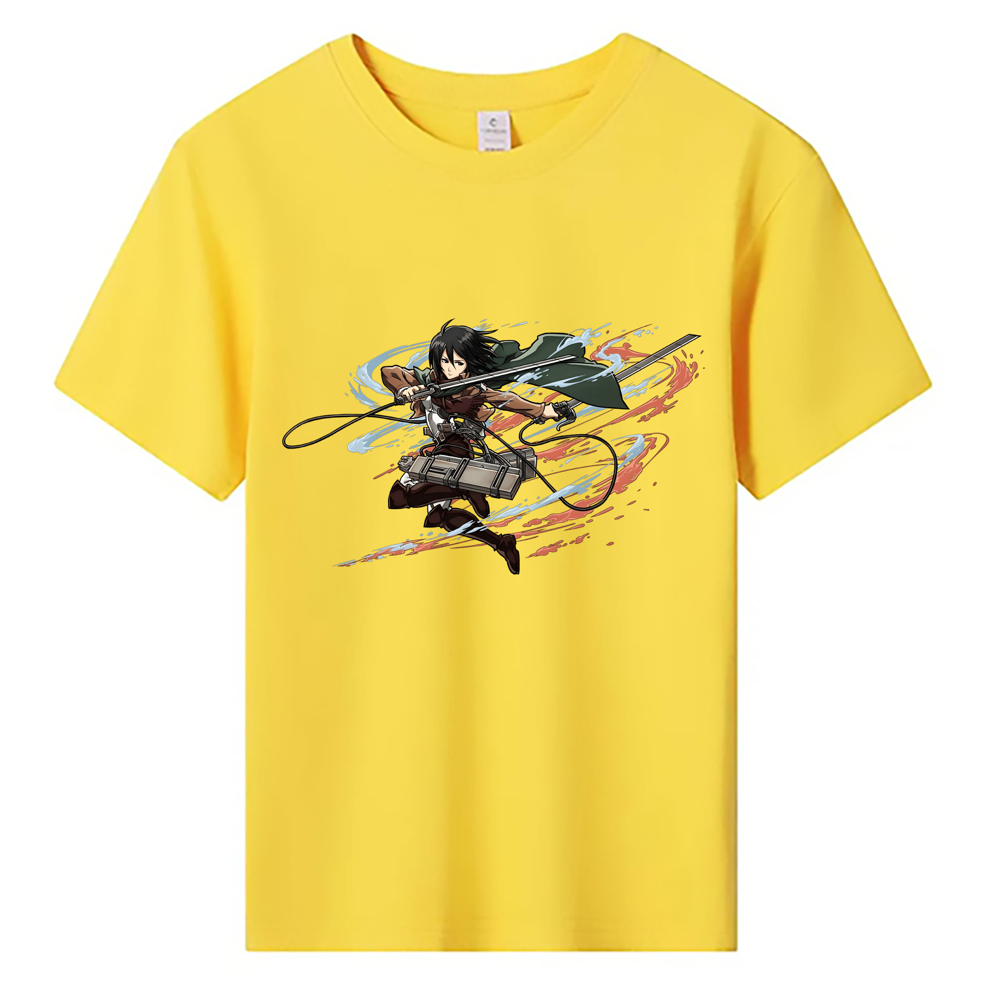 （画像用） 進撃の巨人 ミカサ·アッカーマン Attack on Titan Mikasa Ackerman 綿100％キッズTシャツ（フロントプリント）