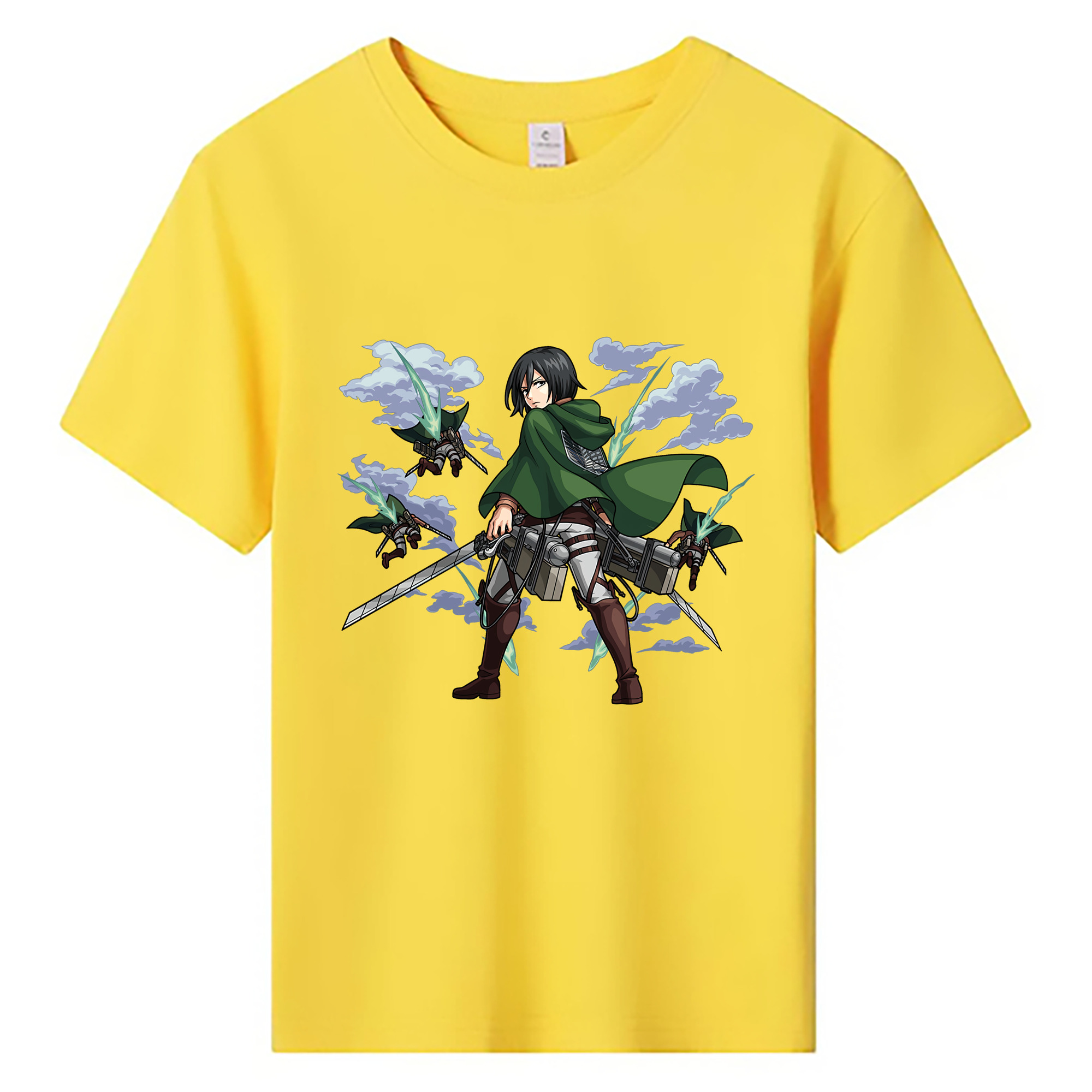 （画像用） 進撃の巨人 ミカサ·アッカーマン Attack on Titan Mikasa Ackerman 綿100％キッズTシャツ（フロントプリント）