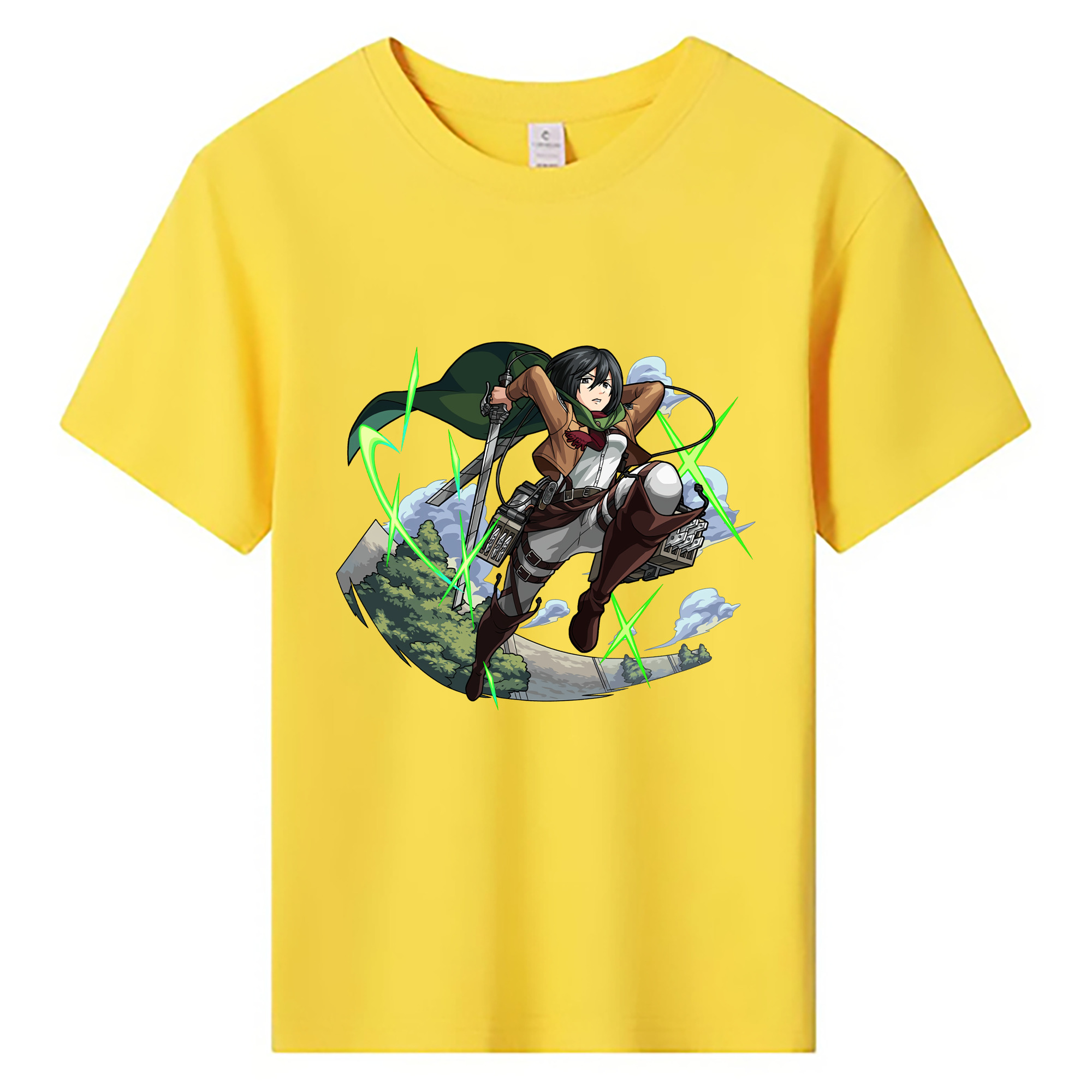 （画像用） 進撃の巨人 ミカサ·アッカーマン Attack on Titan Mikasa Ackerman 綿100％キッズTシャツ（フロントプリント）